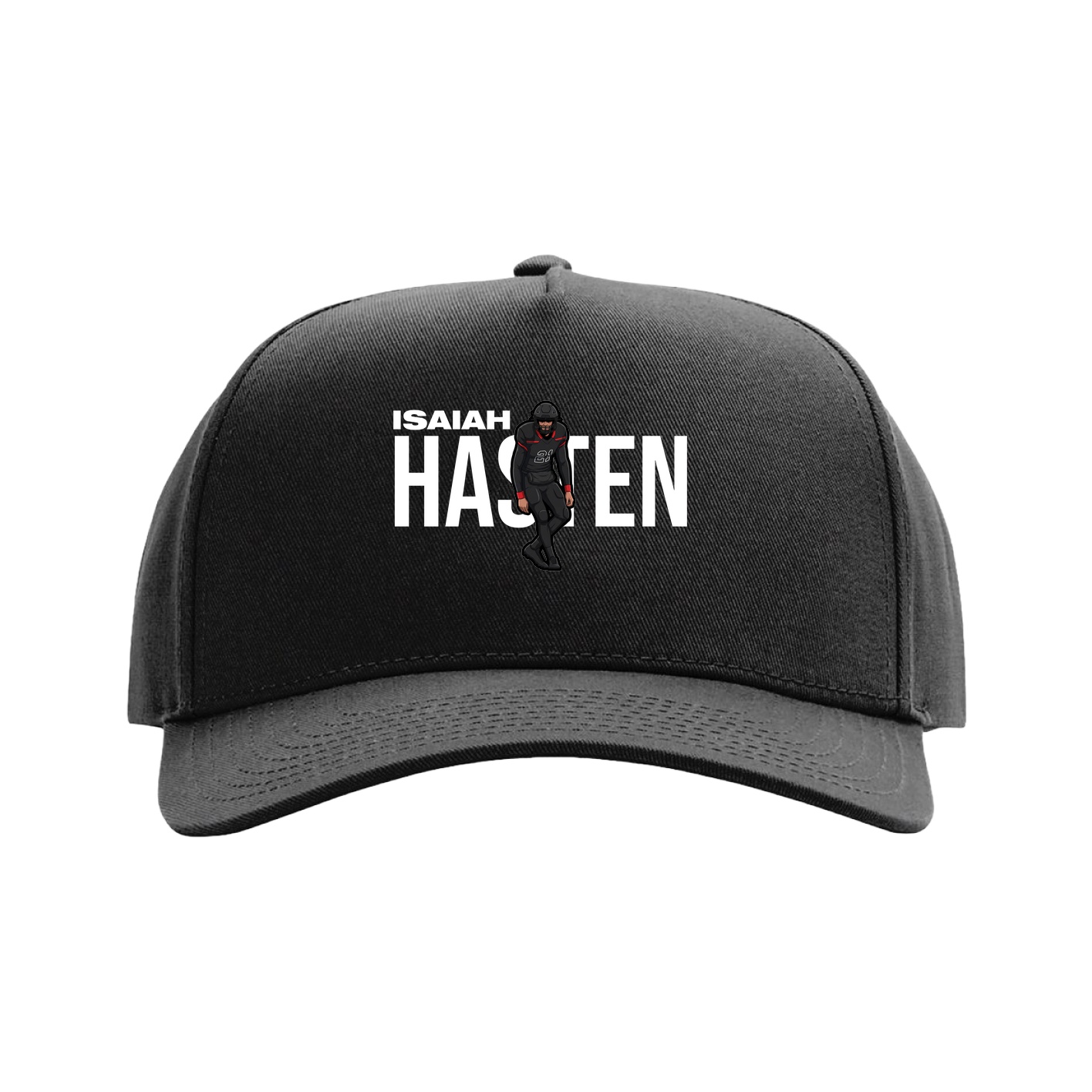 Full Fabric Five-Panel Champ Cap — Player Name in Black