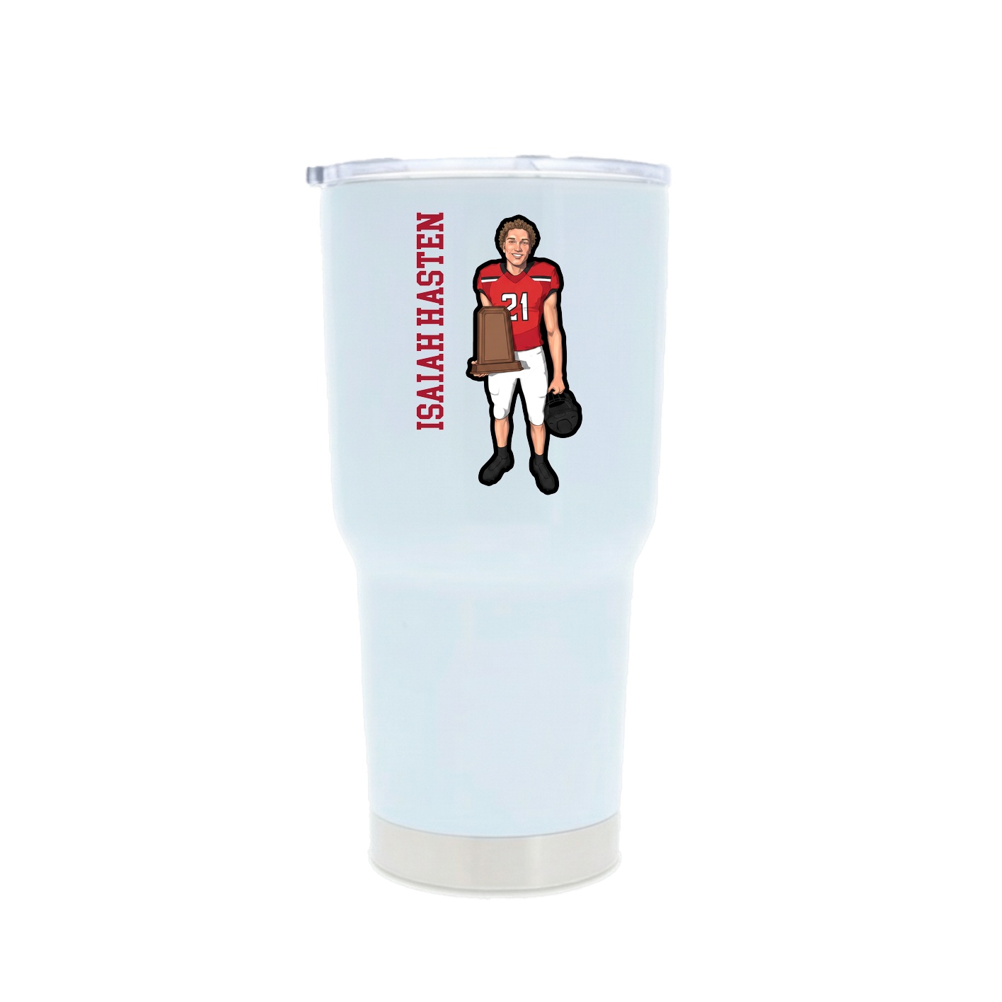 30oz Stainless Steel Tumbler — Name Vertical in White