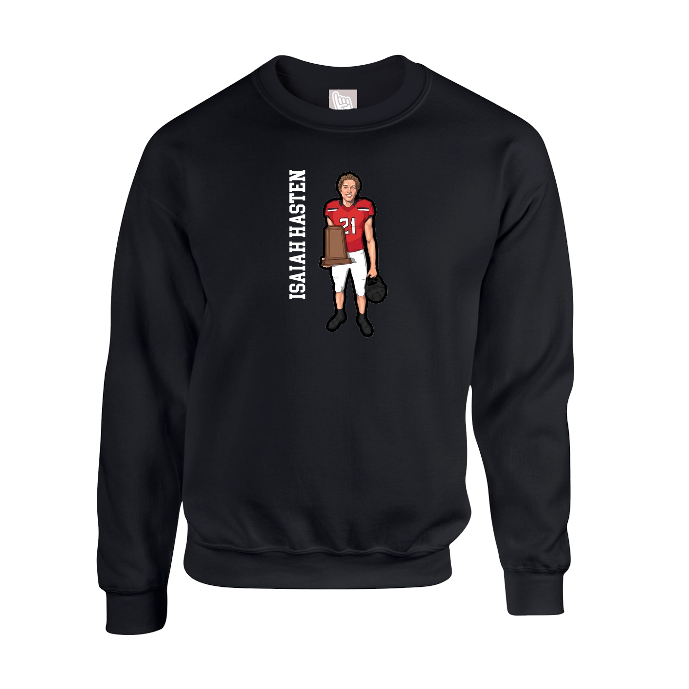 Fleece Crew — Name Vertical in Black