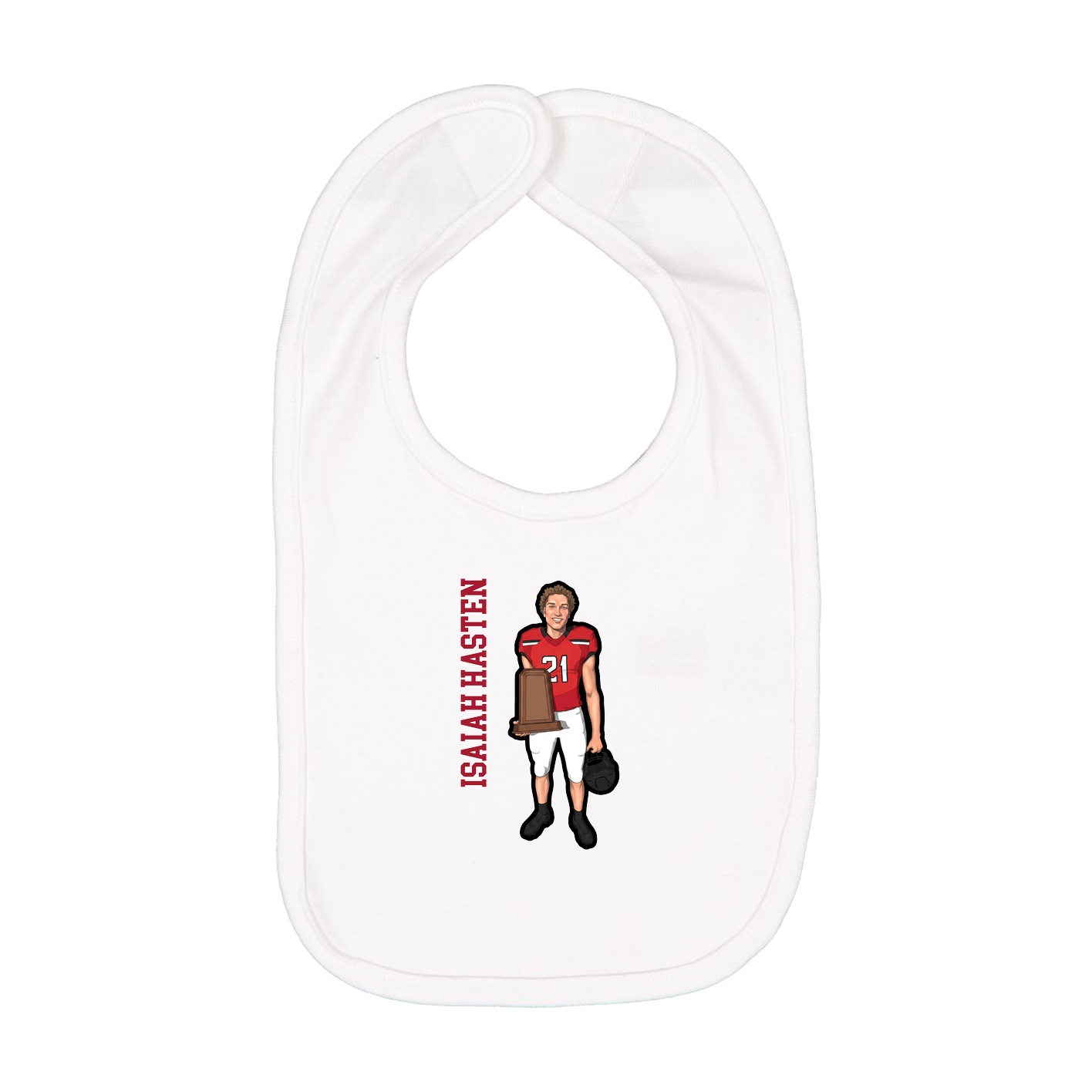Infant Bib — Name Vertical in White
