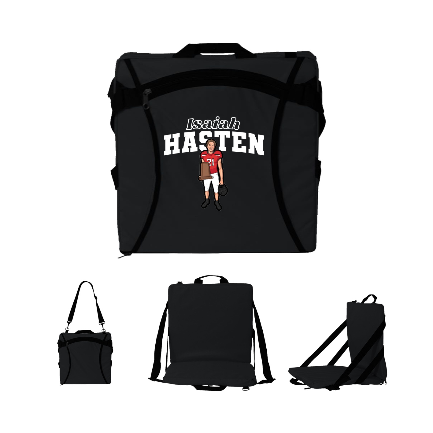Folding Stadium Seat — Name Arch in Black