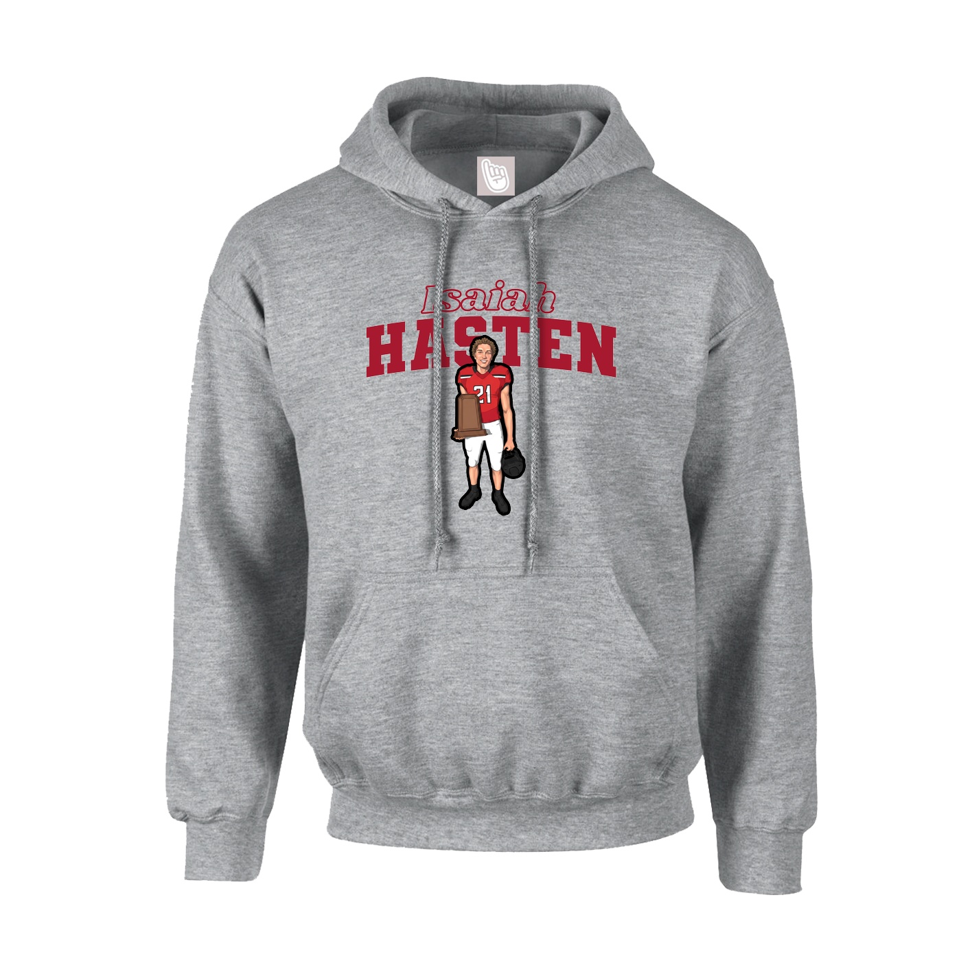 Youth Hoodie — Name Arch in Grey