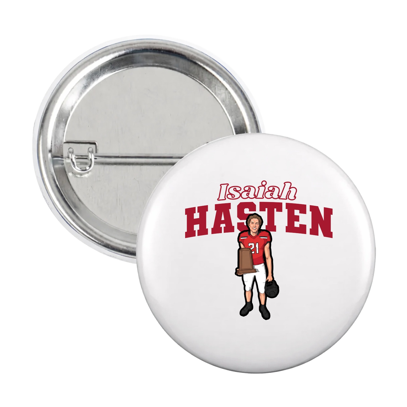 Game Day Button — Name Arch in White