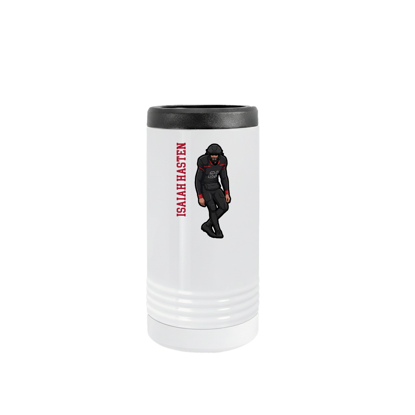 Slim Beverage Holder — Name Vertical in White
