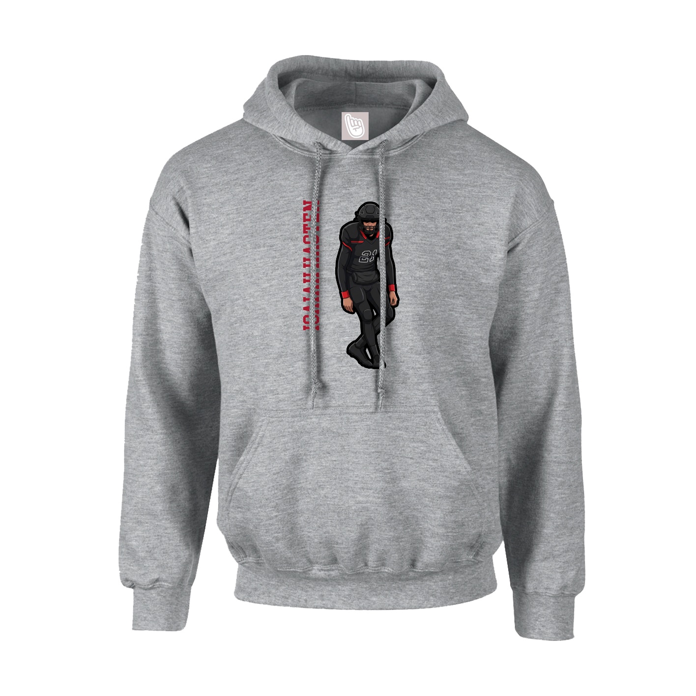 Youth Hoodie — Name Vertical in Grey