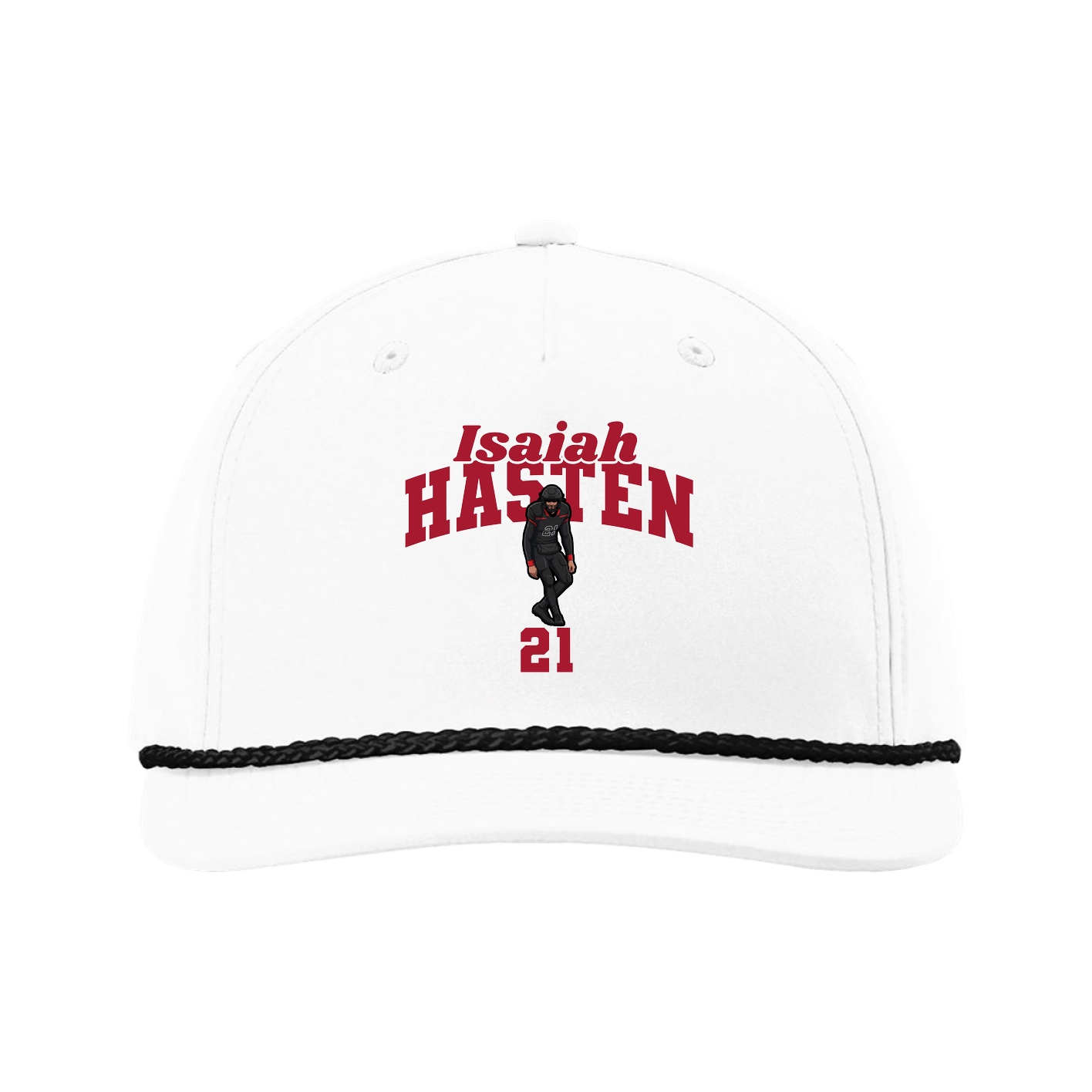 Five-Panel Classic Rope Cap — Signature Arch in White