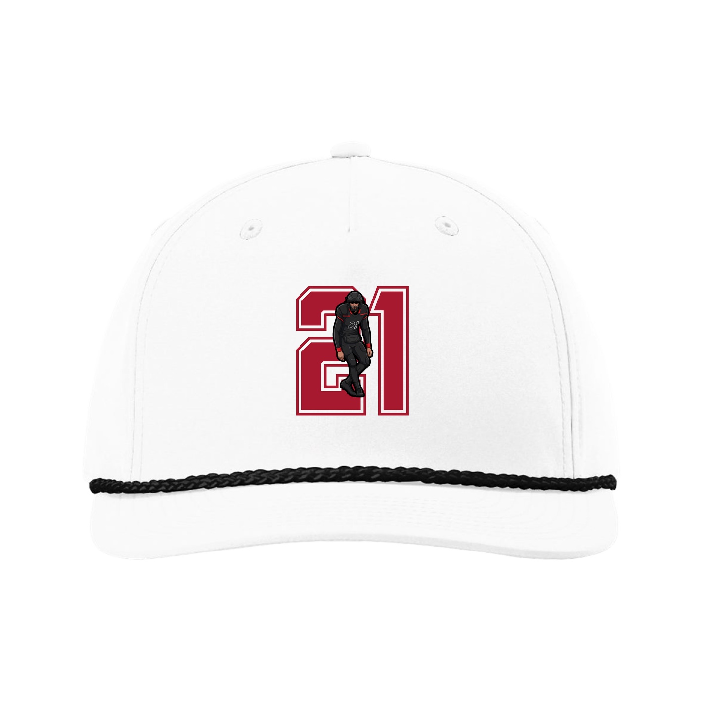 Five-Panel Classic Rope Cap — Number in White