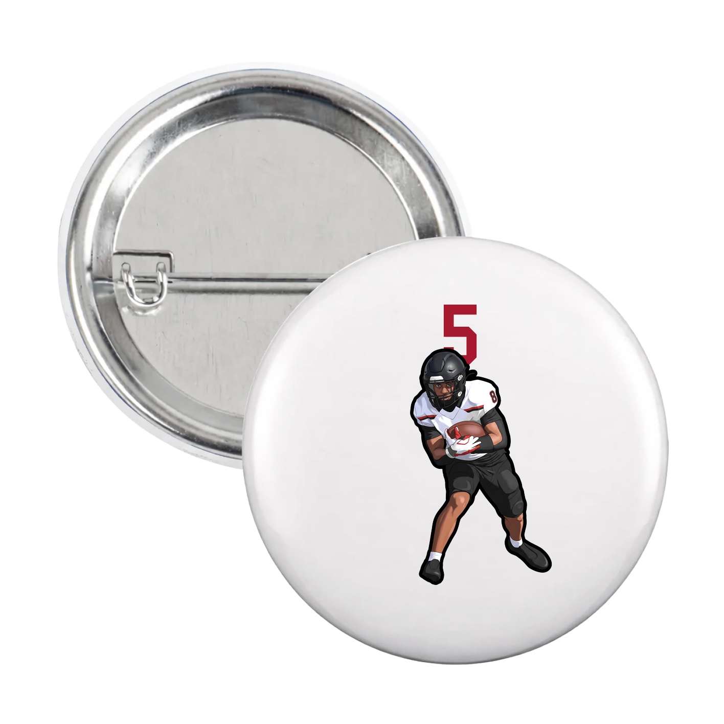 Game Day Button — Number Top in White