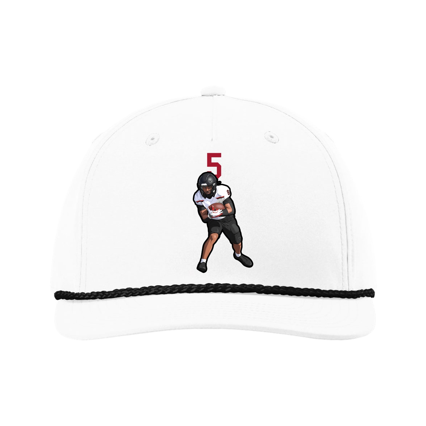 Five-Panel Classic Rope Cap — Number Top in White