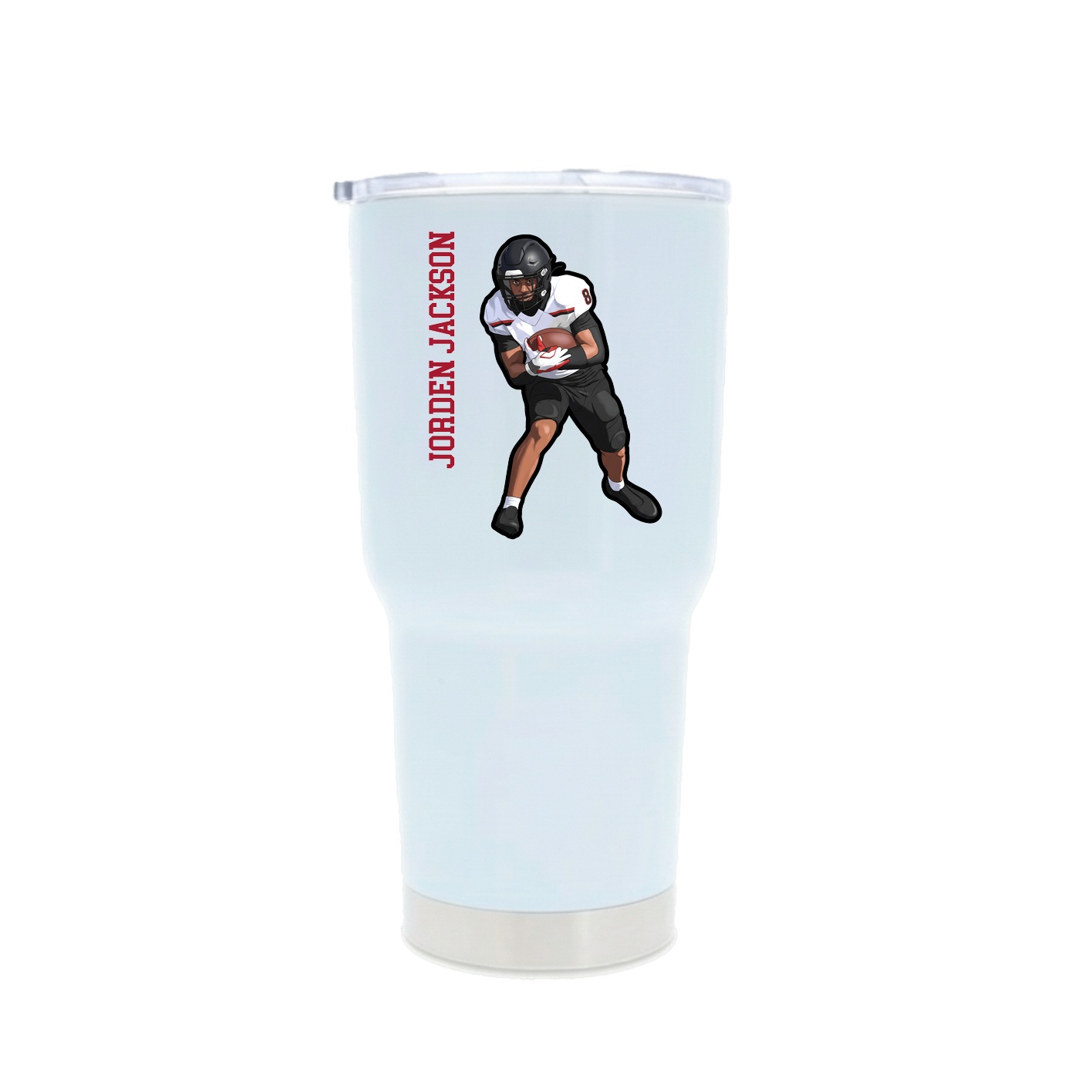 30oz Stainless Steel Tumbler — Name Vertical in White
