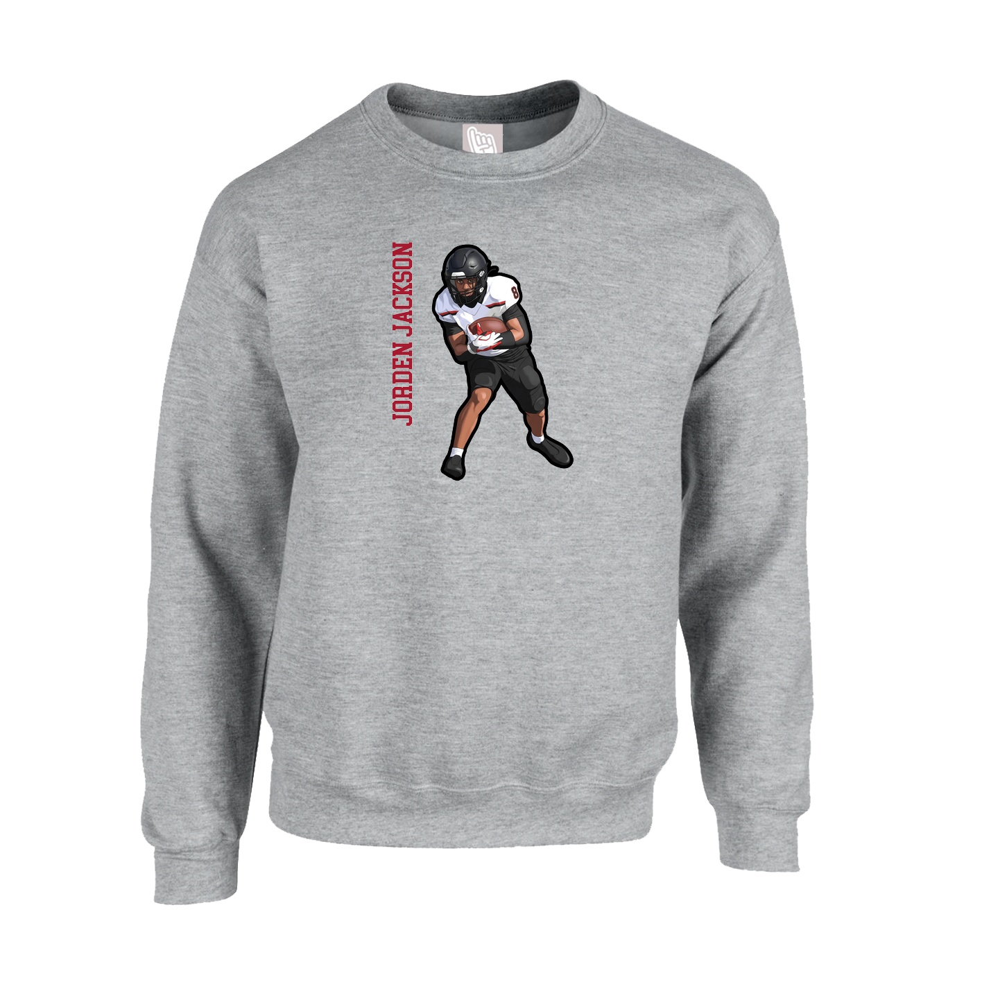 Fleece Crew — Name Vertical in Grey
