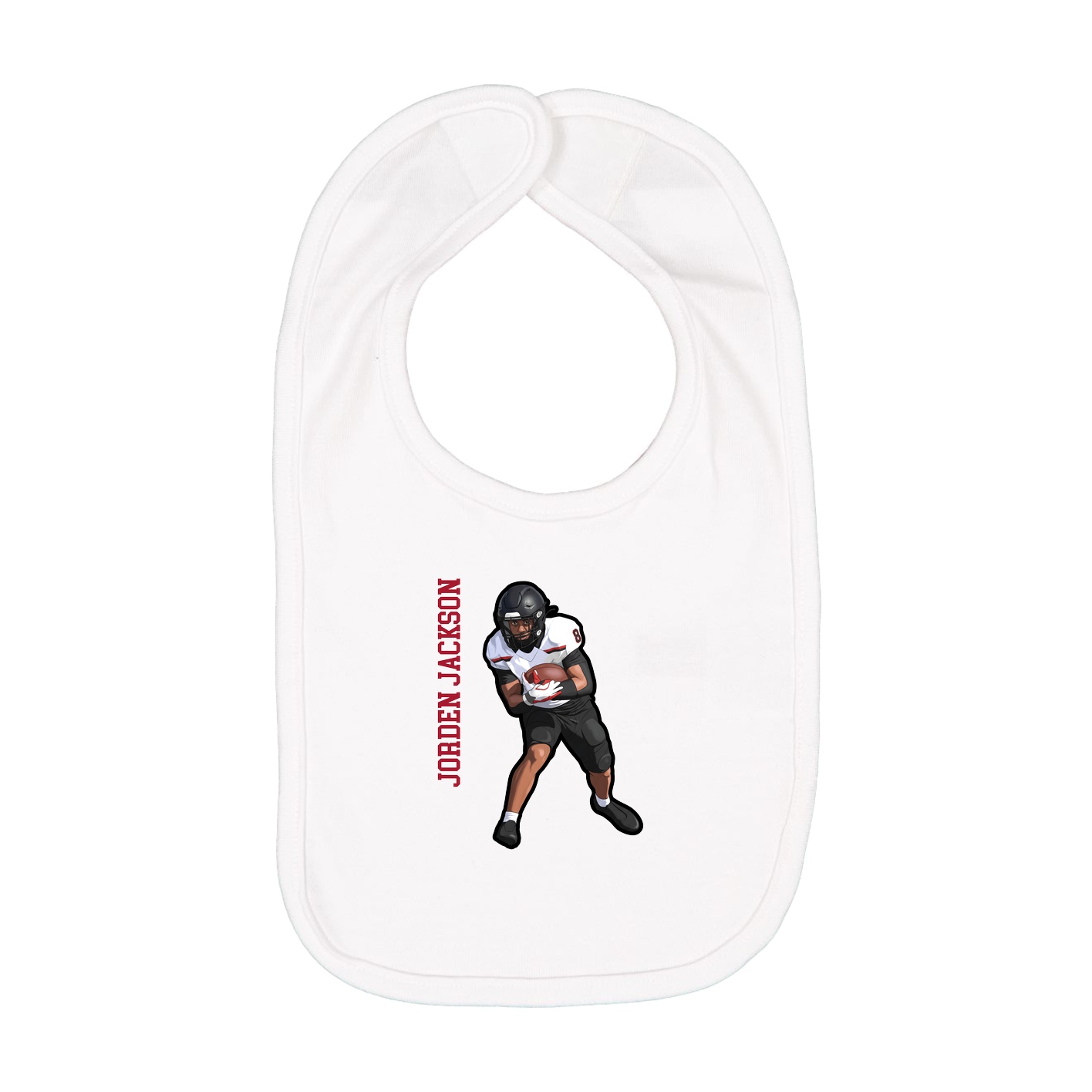 Infant Bib — Name Vertical in White