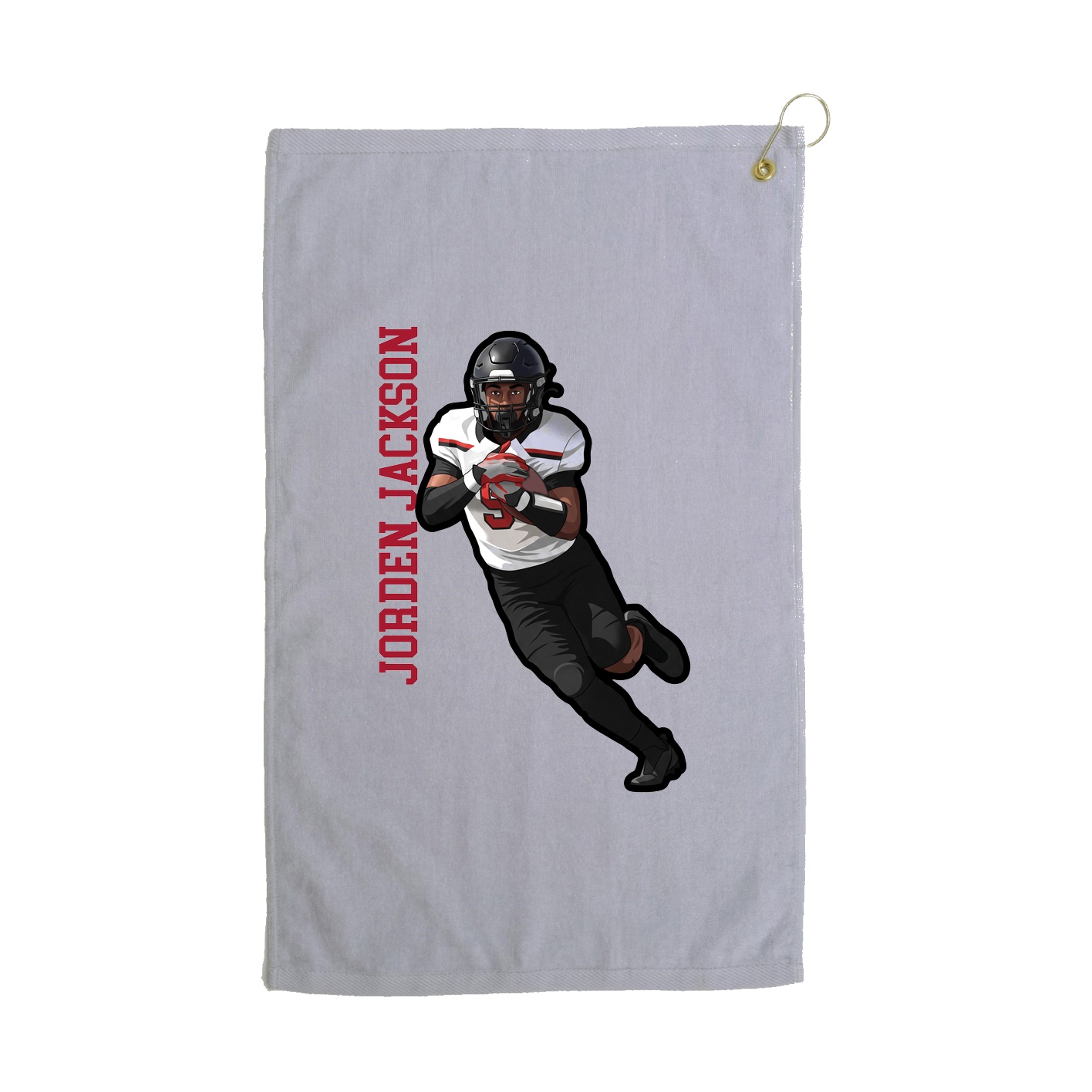 Golf Towel — Name Vertical in Grey