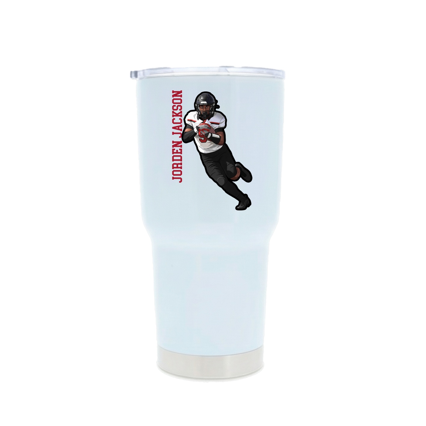 30oz Stainless Steel Tumbler — Name Vertical in White