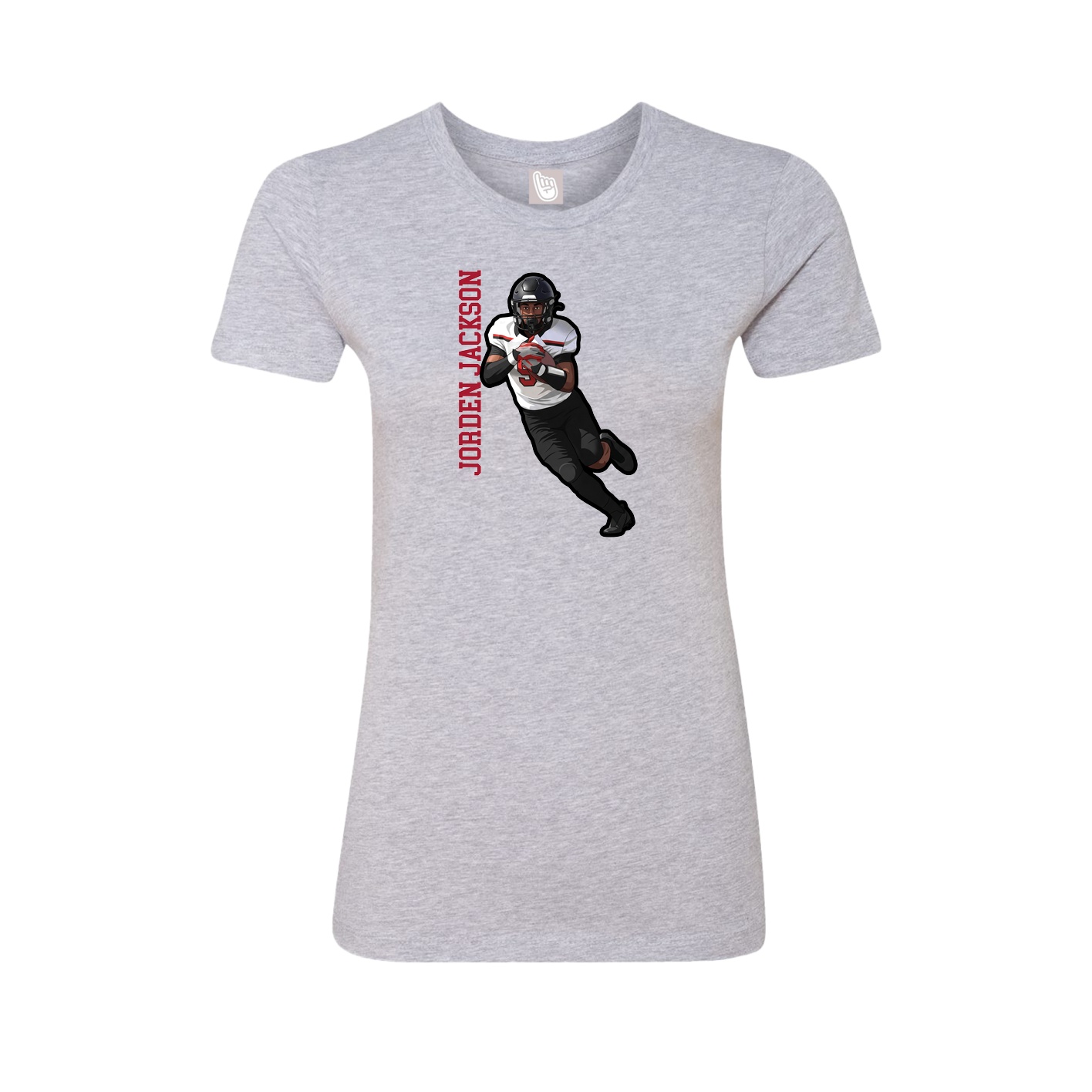 Fitted Women's Tee — Name Vertical in Grey