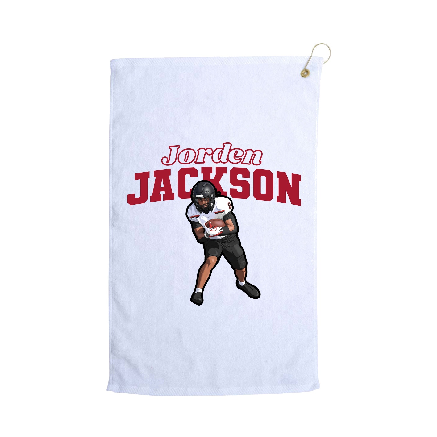 Golf Towel — Name Arch in White