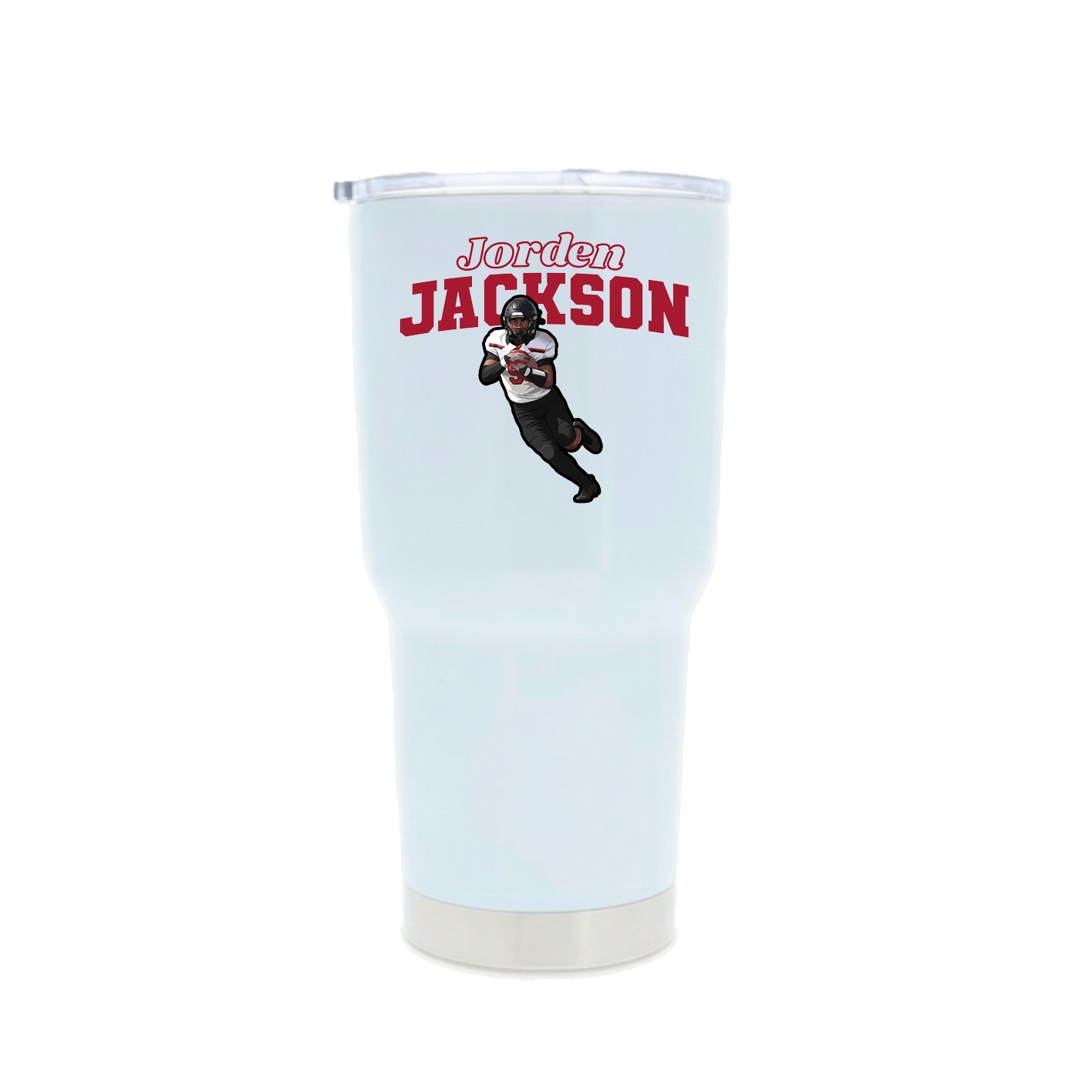 30oz Stainless Steel Tumbler — Name Arch in White