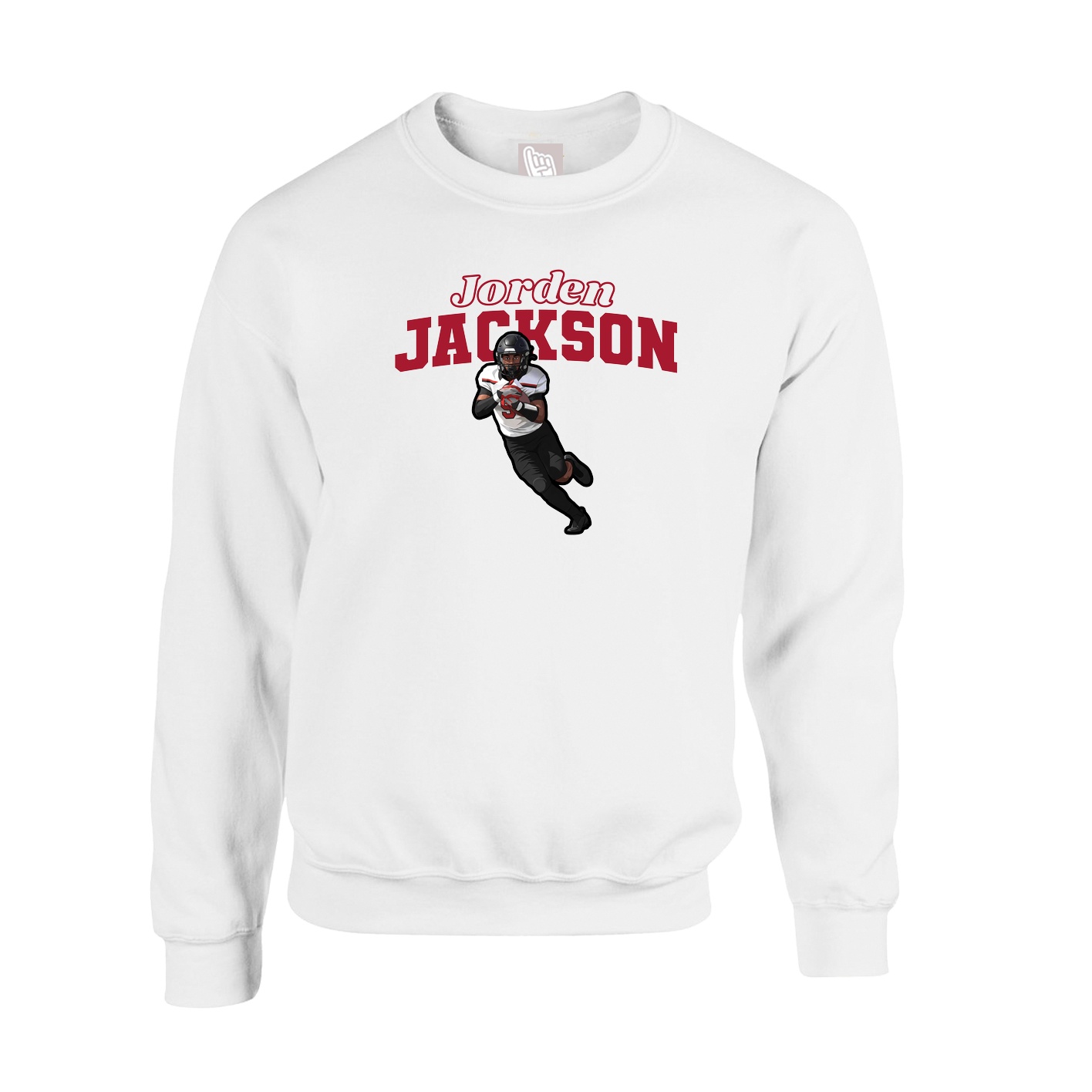 Fleece Crew — Name Arch in White