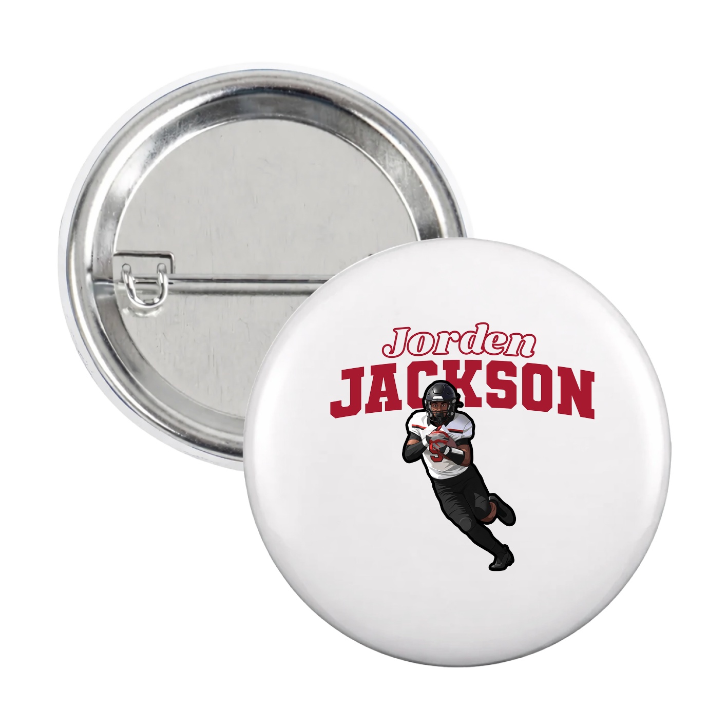 Game Day Button — Name Arch in White