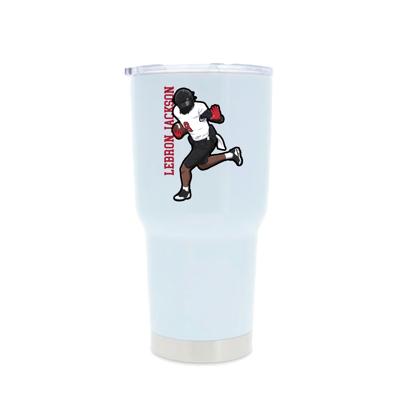 30oz Stainless Steel Tumbler — Name Vertical in White
