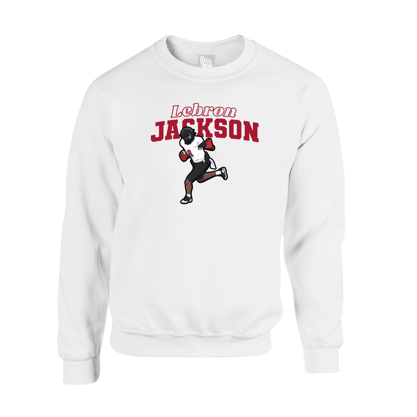 Fleece Crew — Name Arch in White