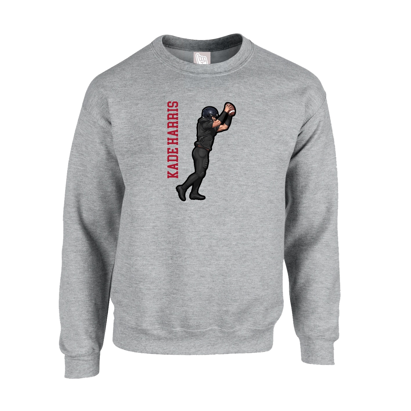 Fleece Crew — Name Vertical in Grey