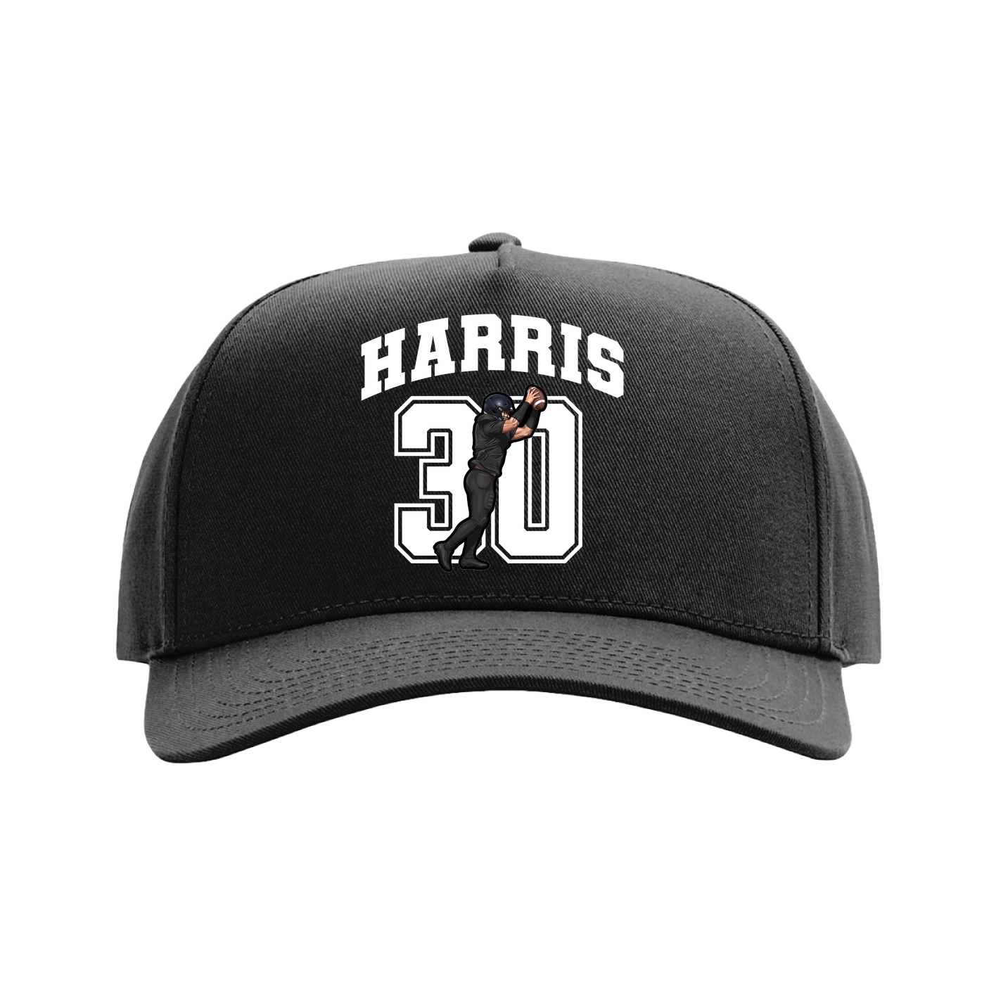 Full Fabric Five-Panel Champ Cap — Number in Black