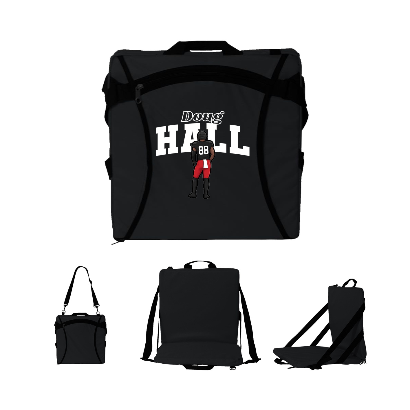 Folding Stadium Seat — Name Arch in Black