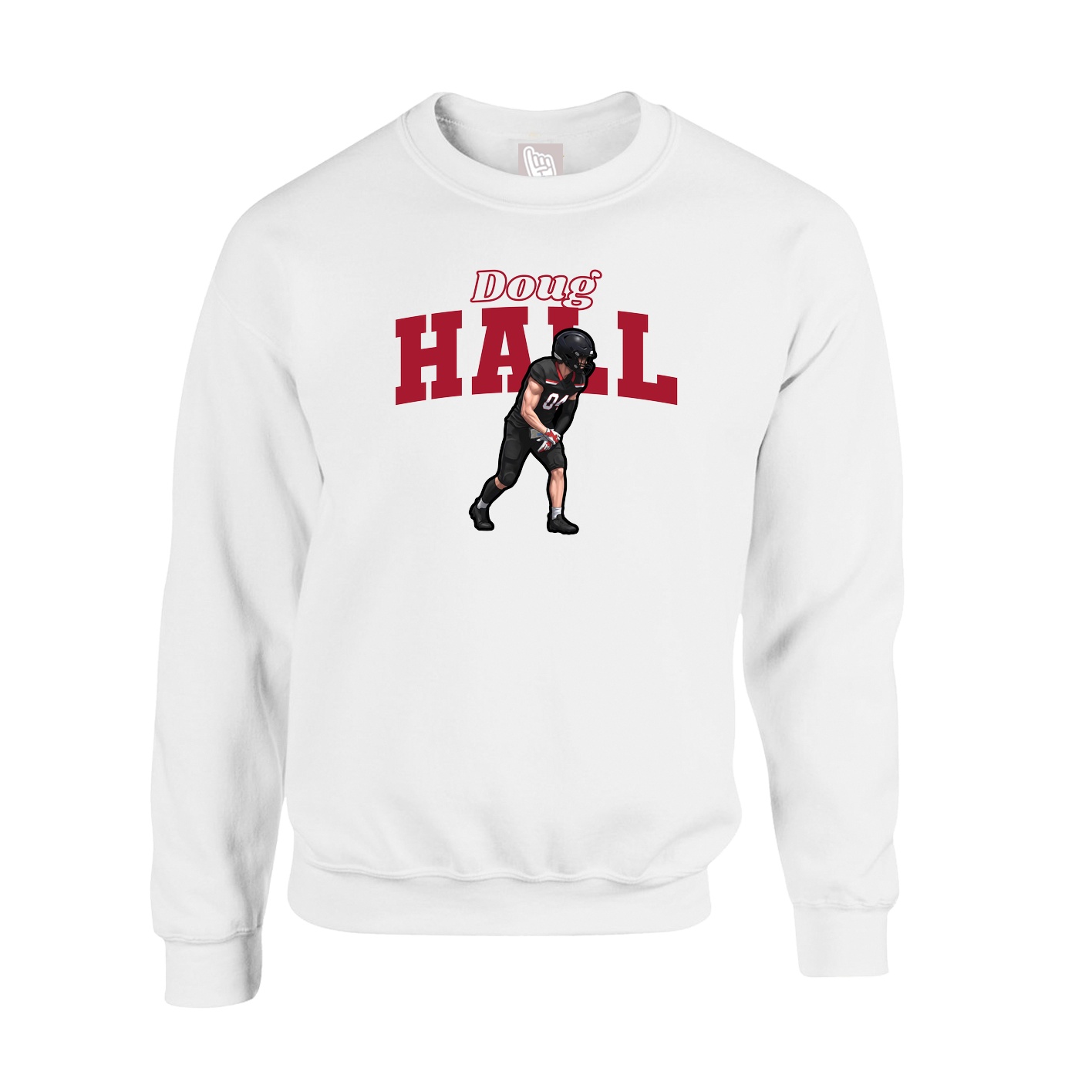 Fleece Crew — Name Arch in White