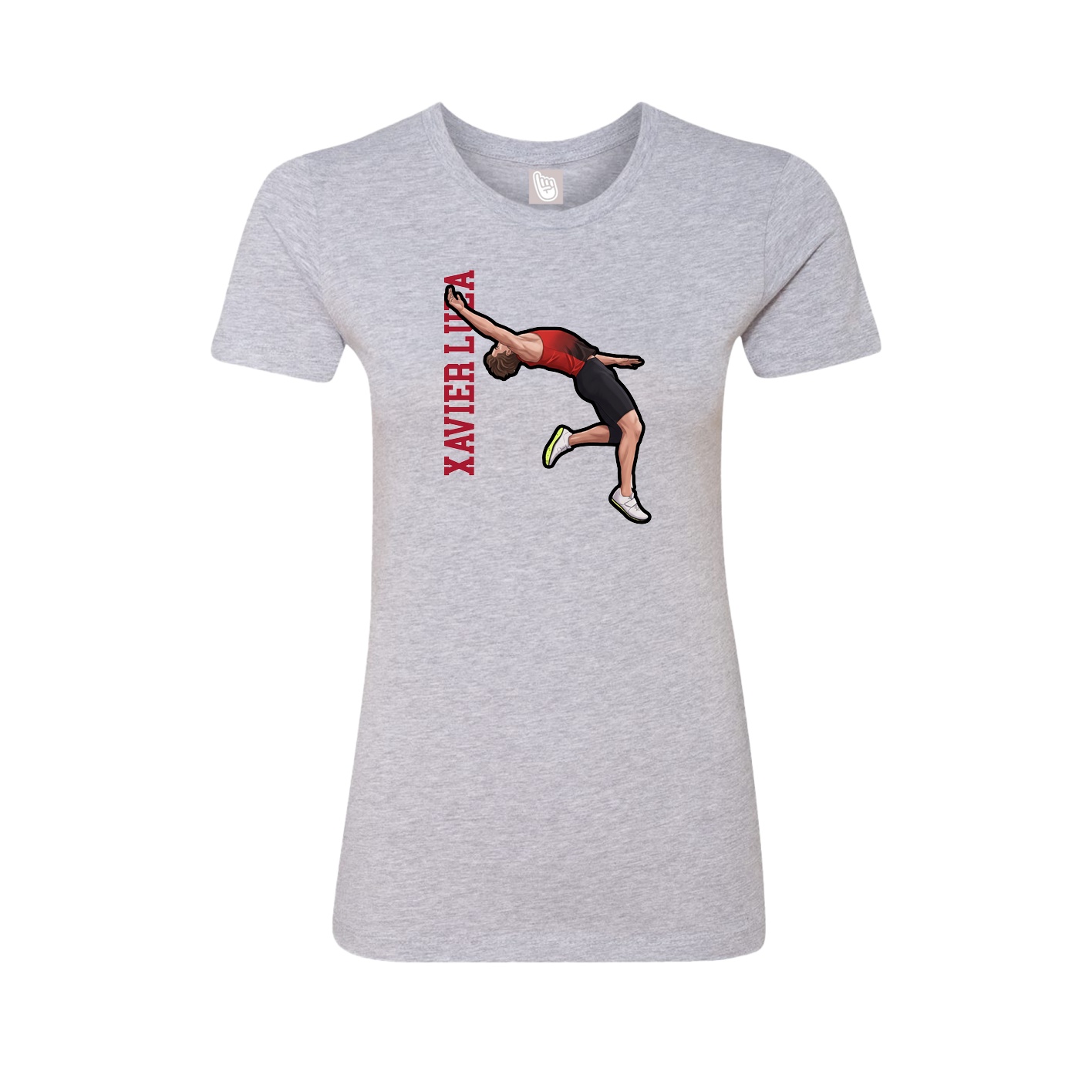 Fitted Women's Tee — Name Vertical in Grey
