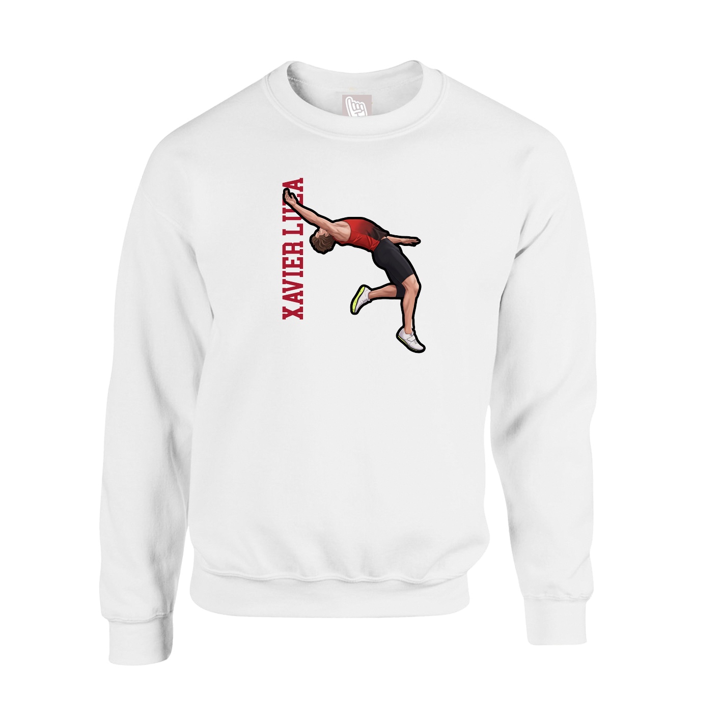 Fleece Crew — Name Vertical in White
