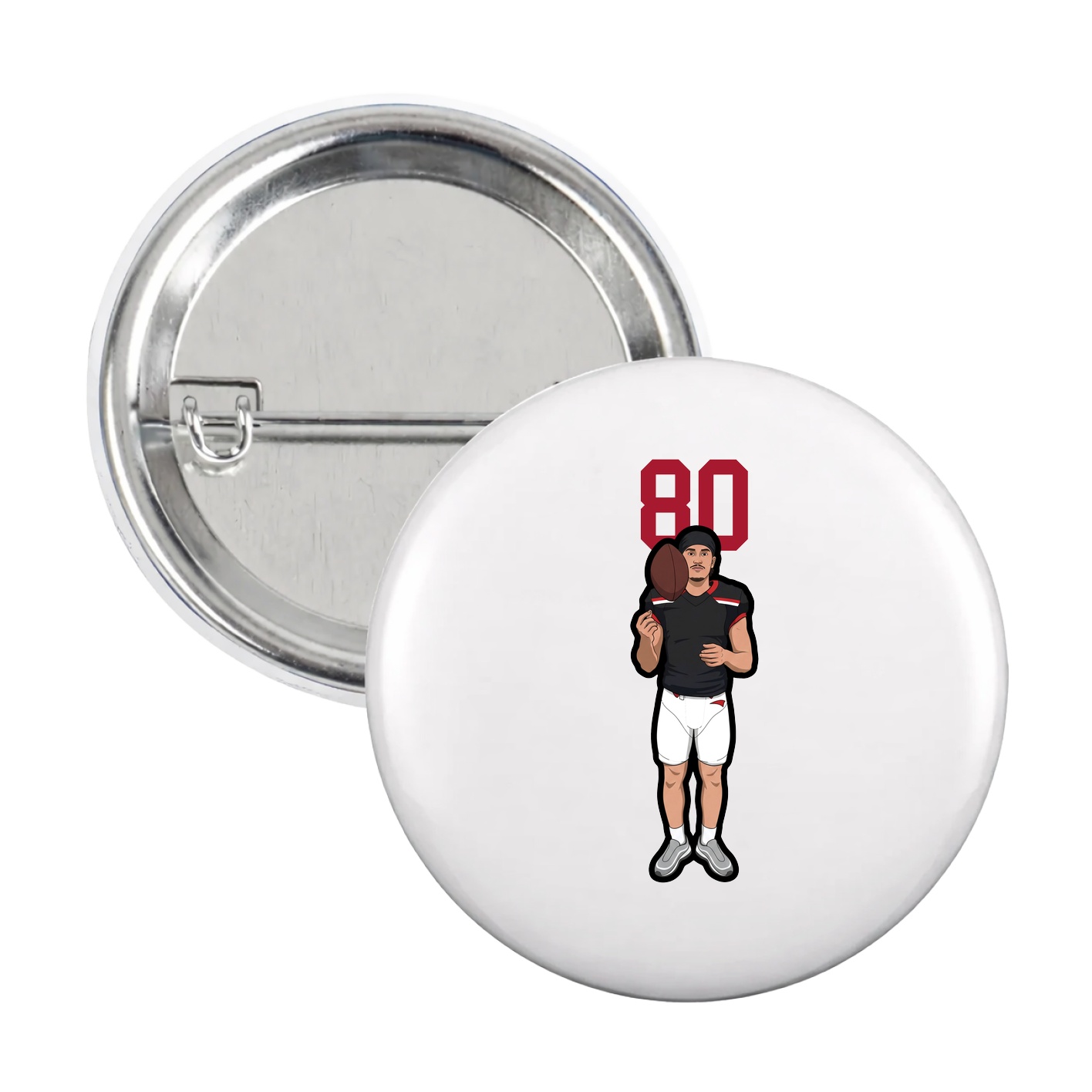 Game Day Button — Number Top in White