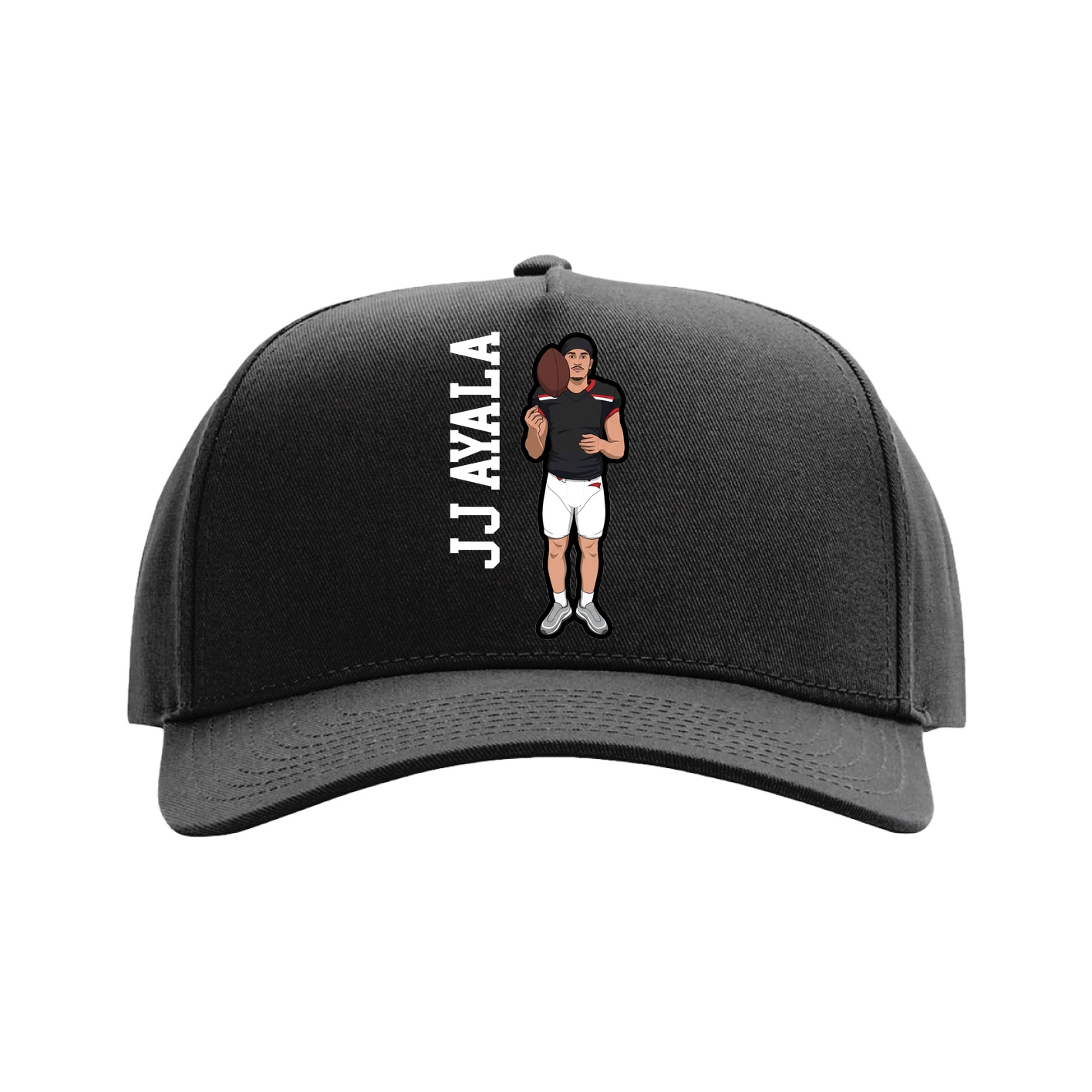 Full Fabric Five-Panel Champ Cap — Name Vertical in Black