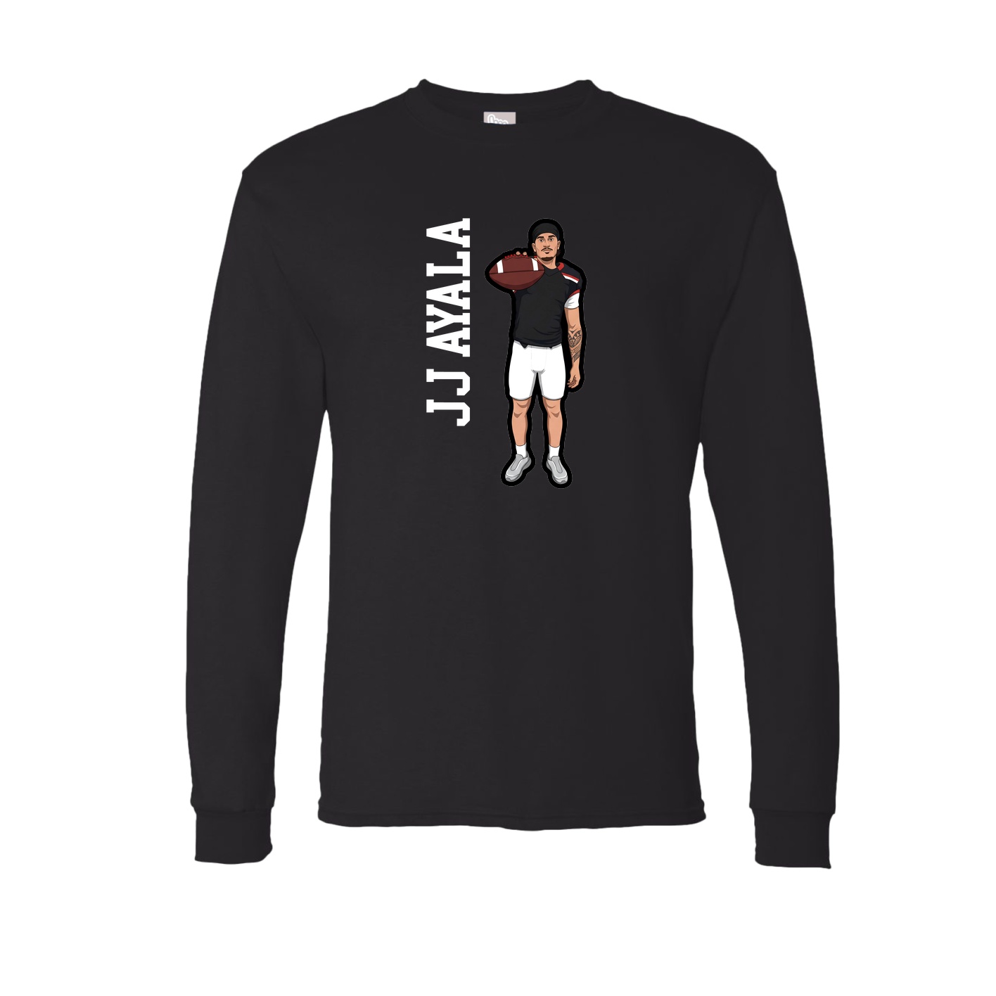 Long Sleeve Tee — Name Vertical in Black