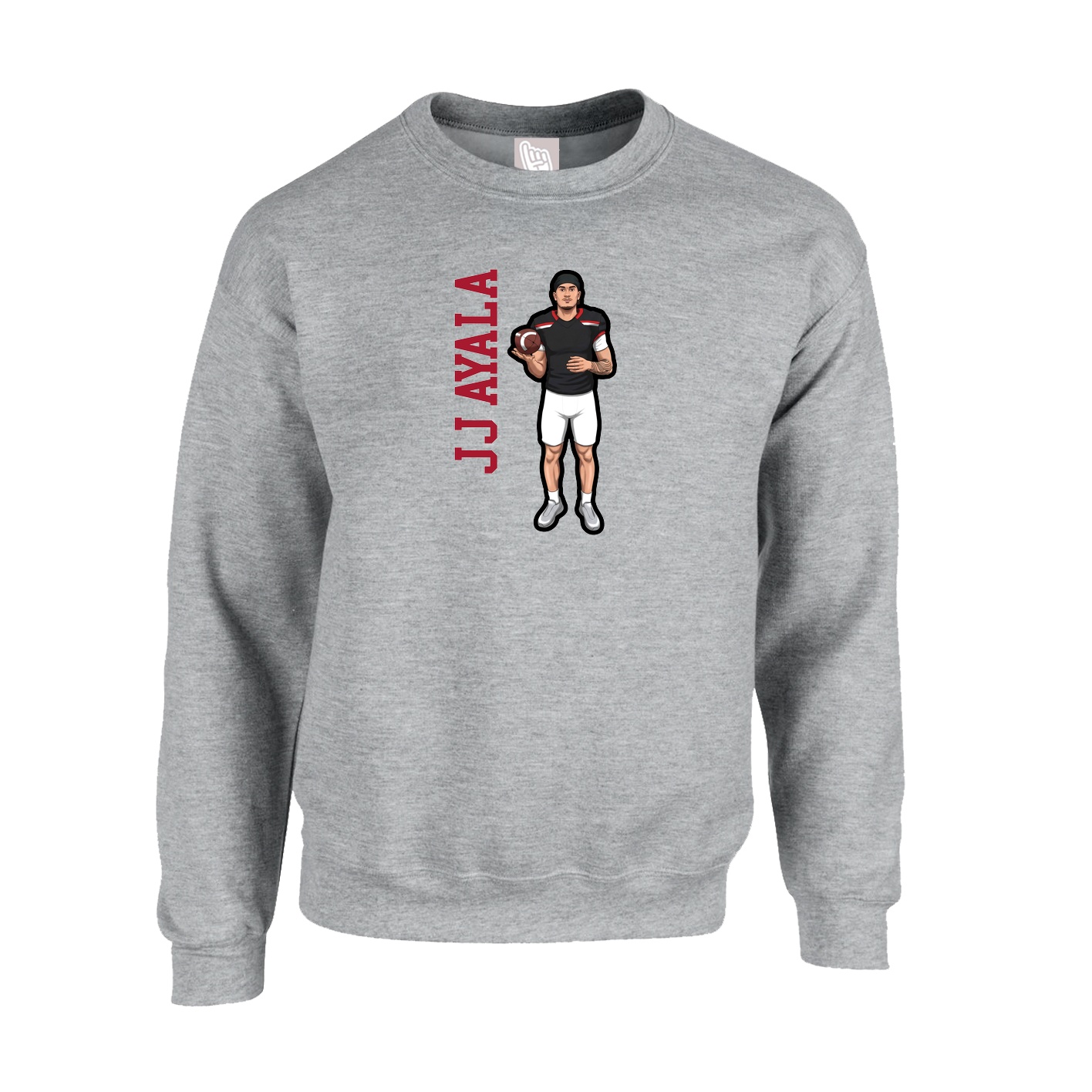 Fleece Crew — Name Vertical in Grey