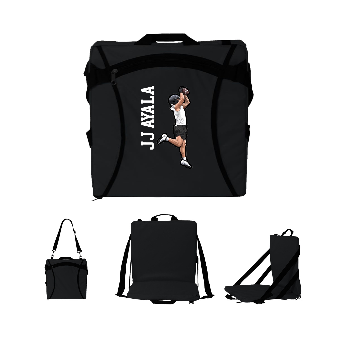 Folding Stadium Seat — Name Vertical in Black