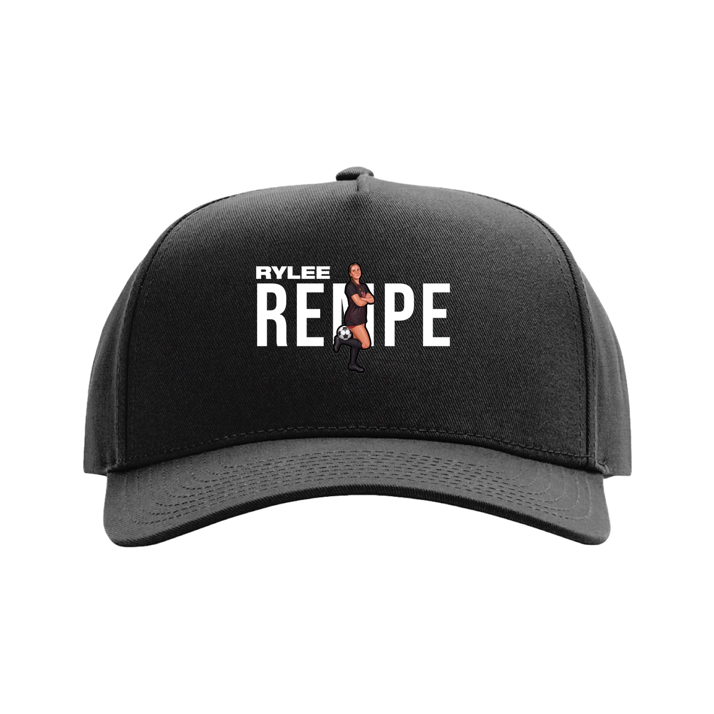 Full Fabric Five-Panel Champ Cap — Player Name in Black