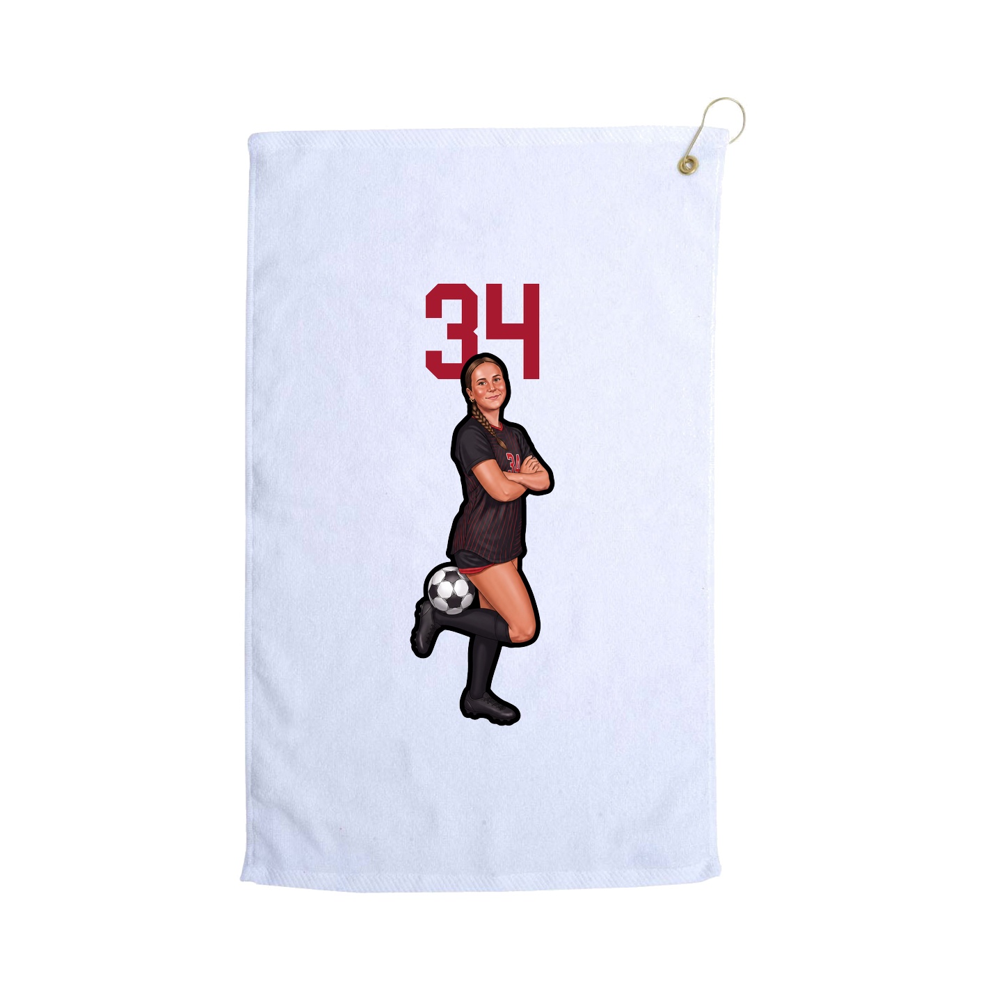 Golf Towel — Number Top in White