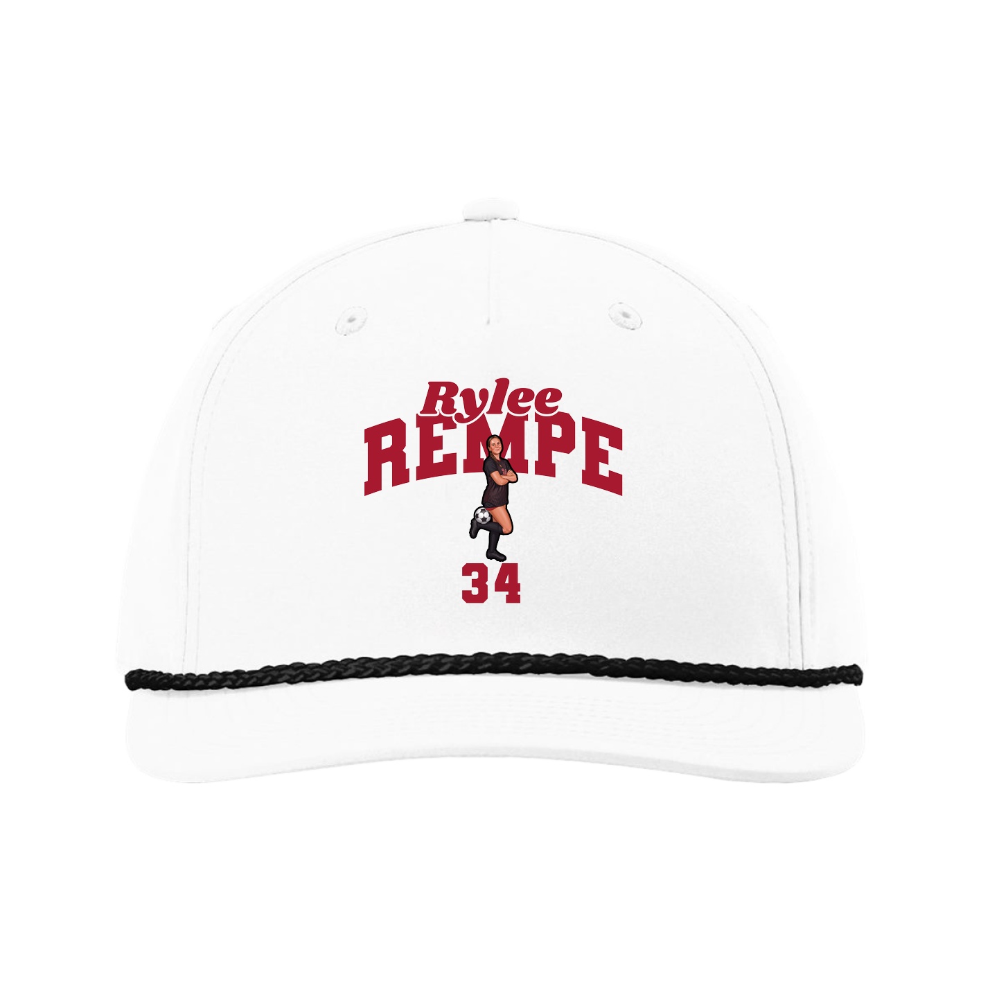 Five-Panel Classic Rope Cap — Signature Arch in White