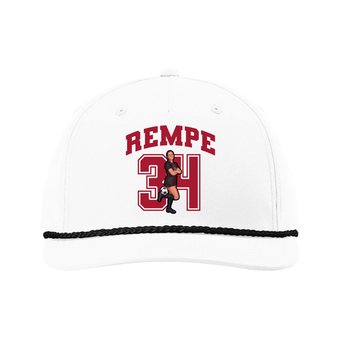 Five-Panel Classic Rope Cap — Number in White