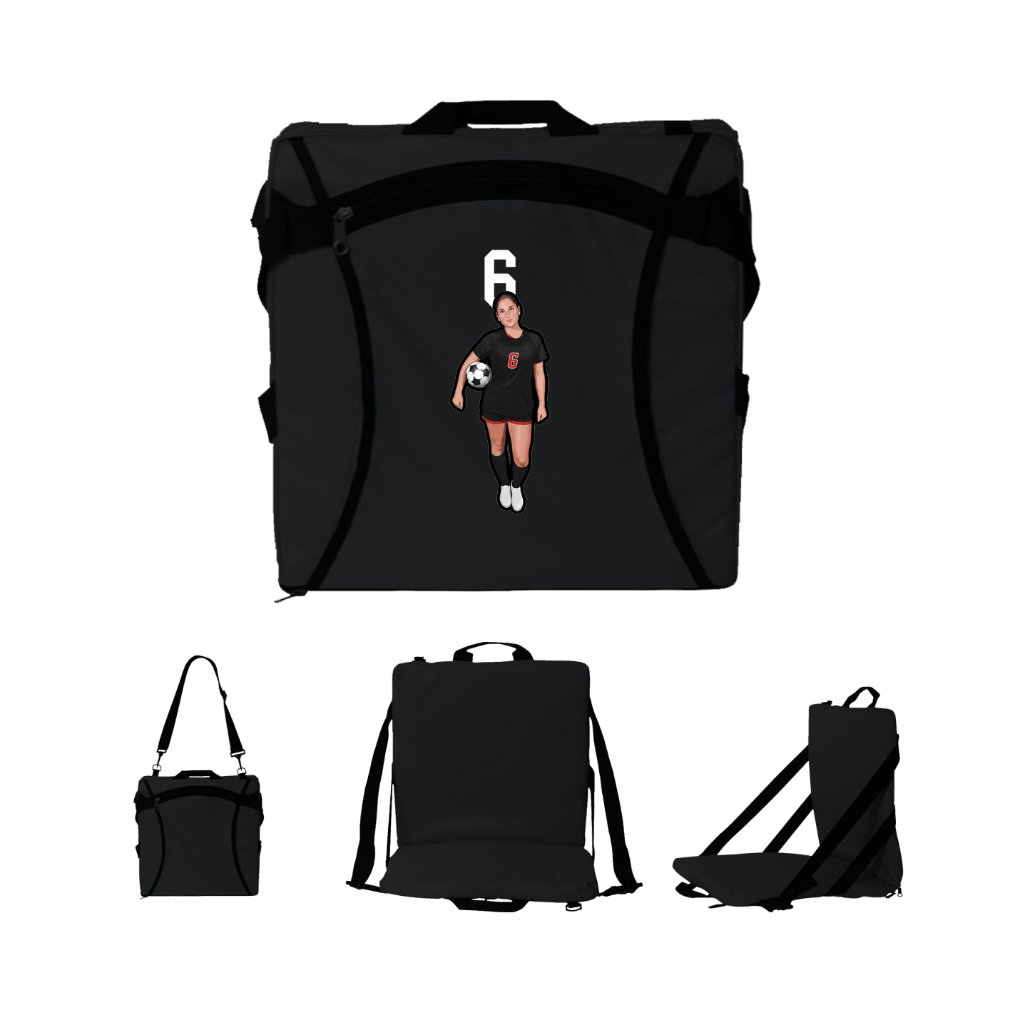 Folding Stadium Seat — Number Top in Black