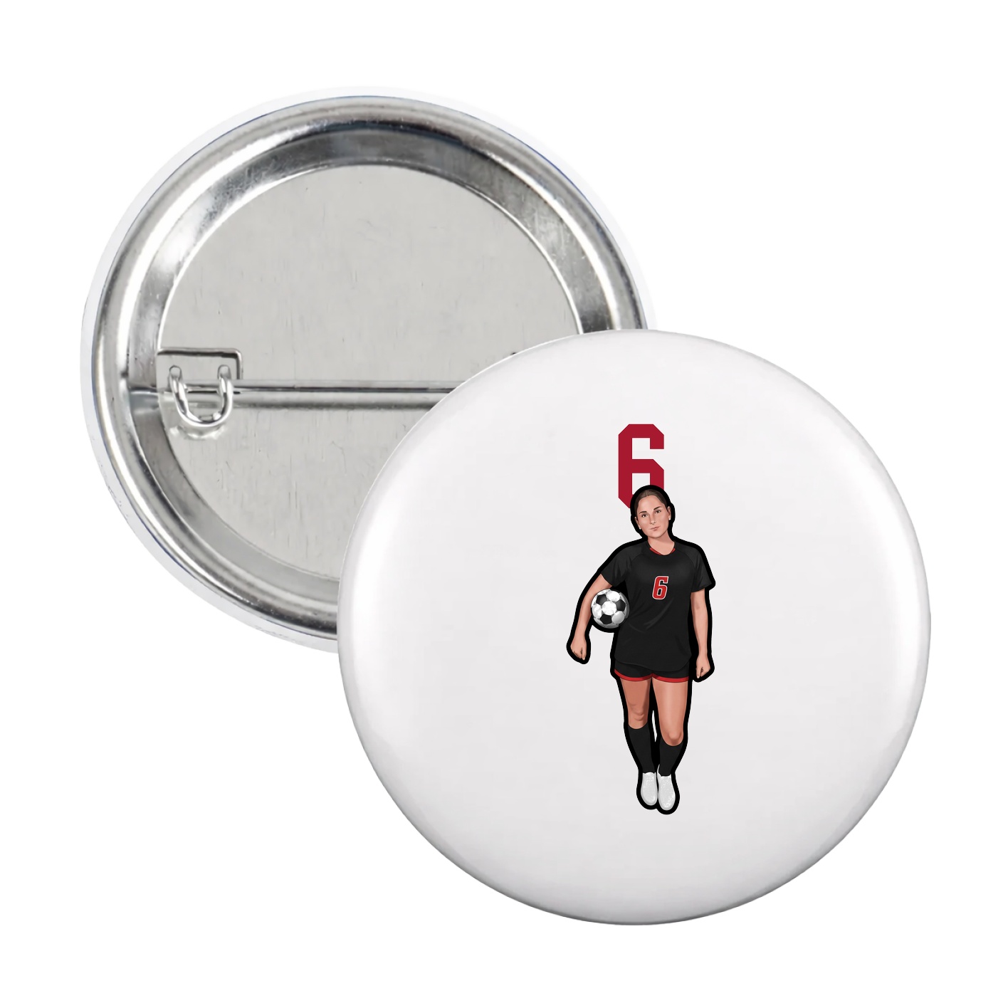 Game Day Button — Number Top in White
