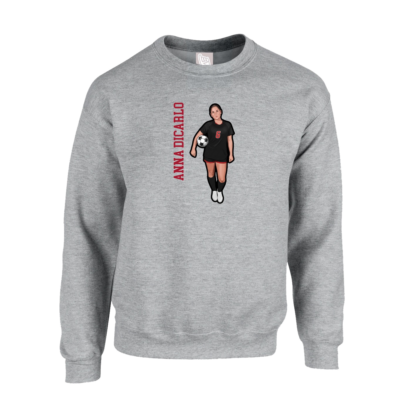 Fleece Crew — Name Vertical in Grey