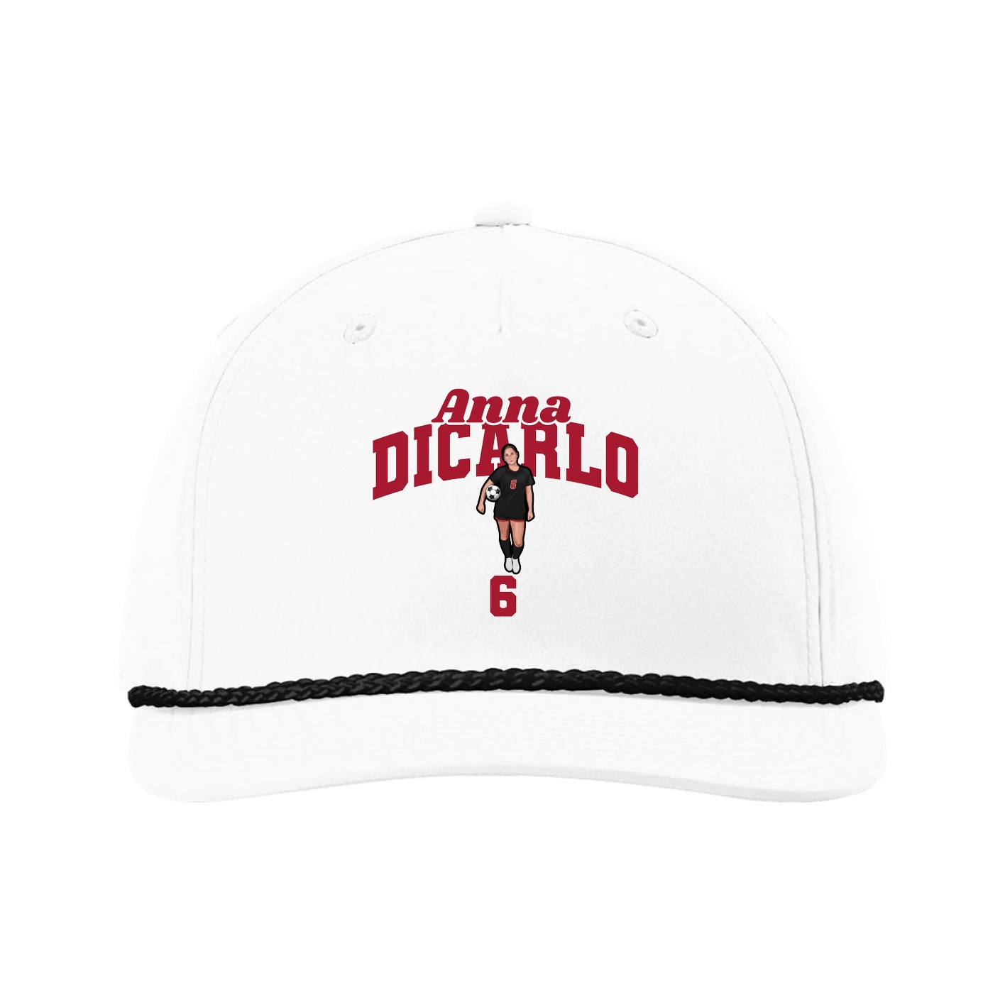 Five-Panel Classic Rope Cap — Signature Arch in White