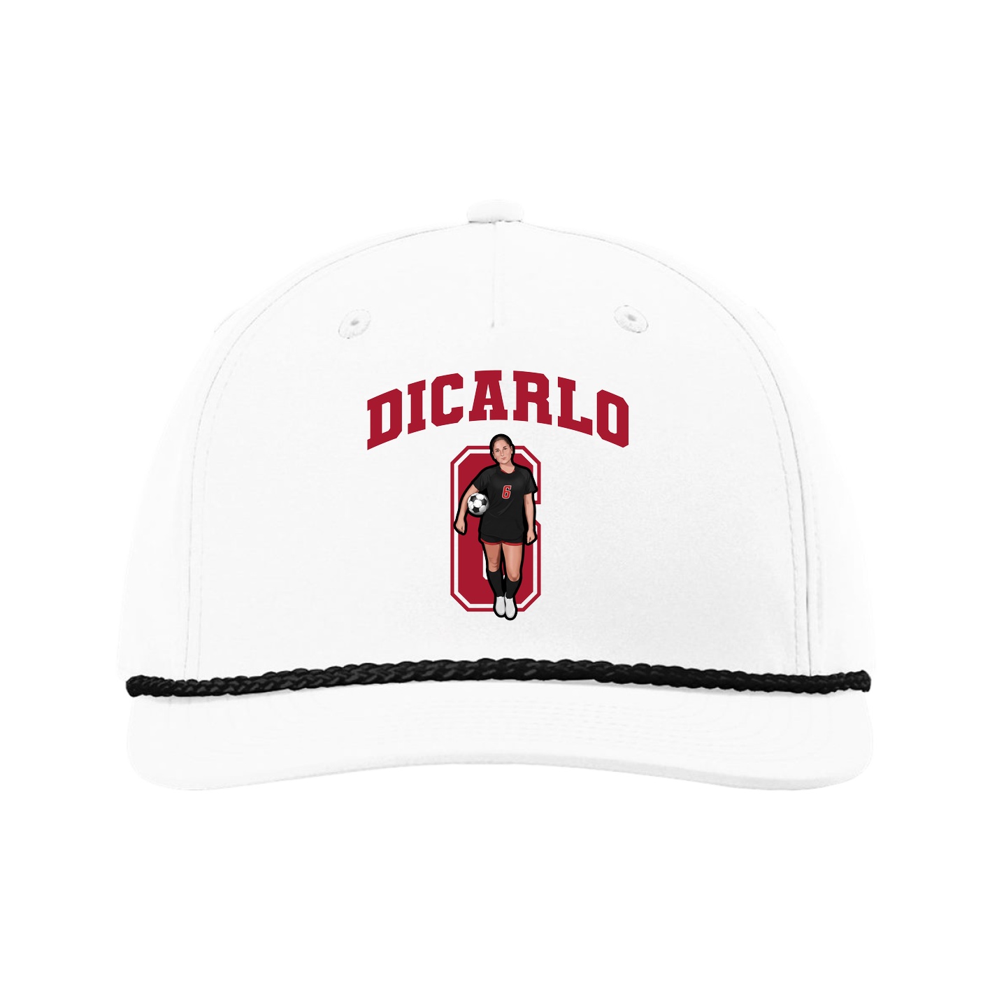Five-Panel Classic Rope Cap — Number in White