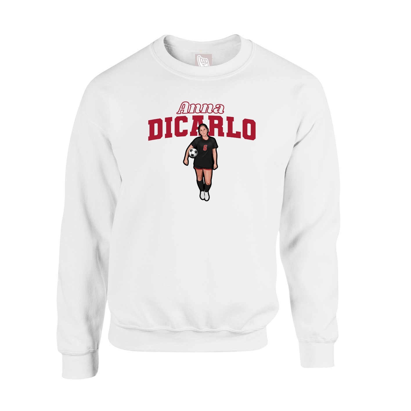 Fleece Crew — Name Arch in White