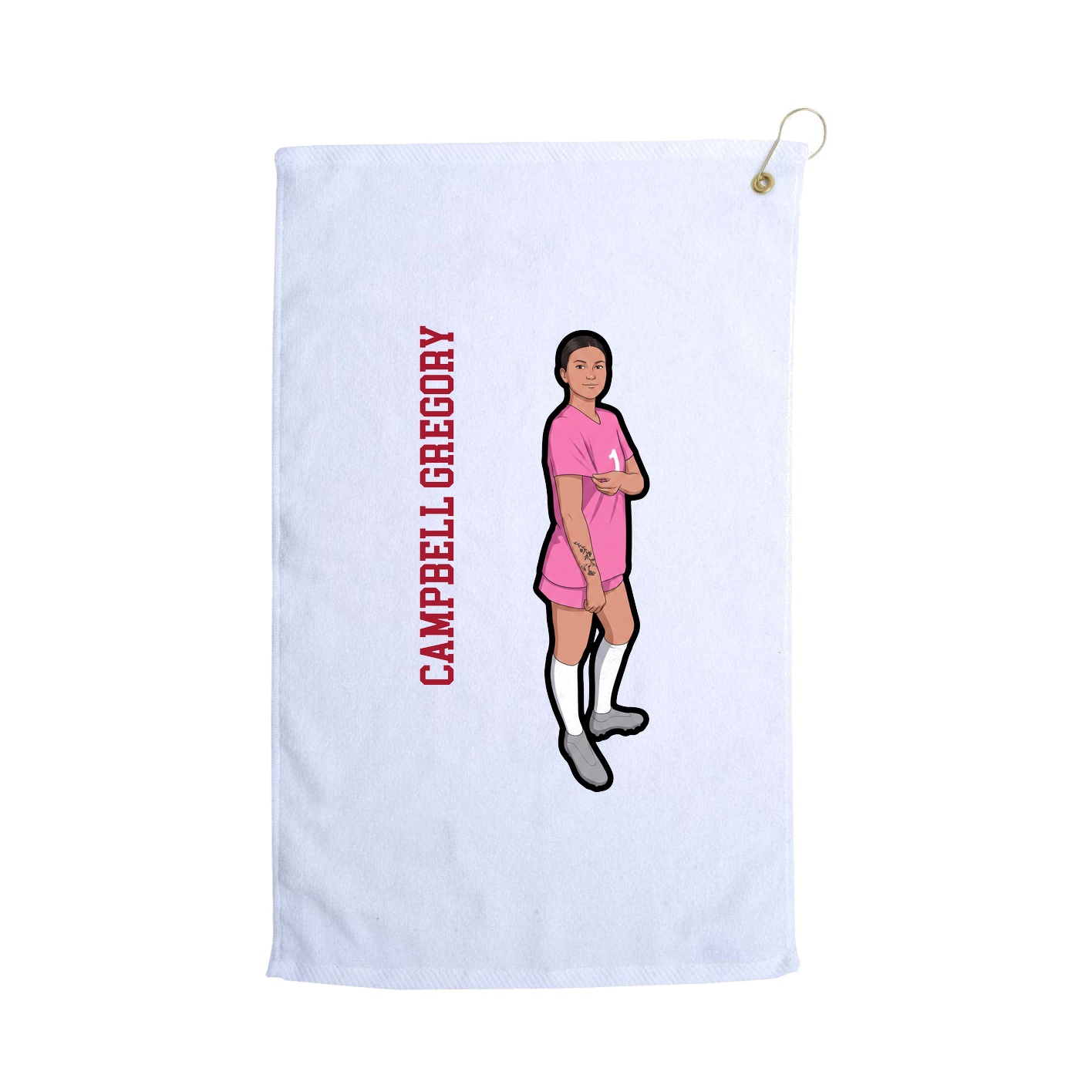 Golf Towel — Name Vertical in White