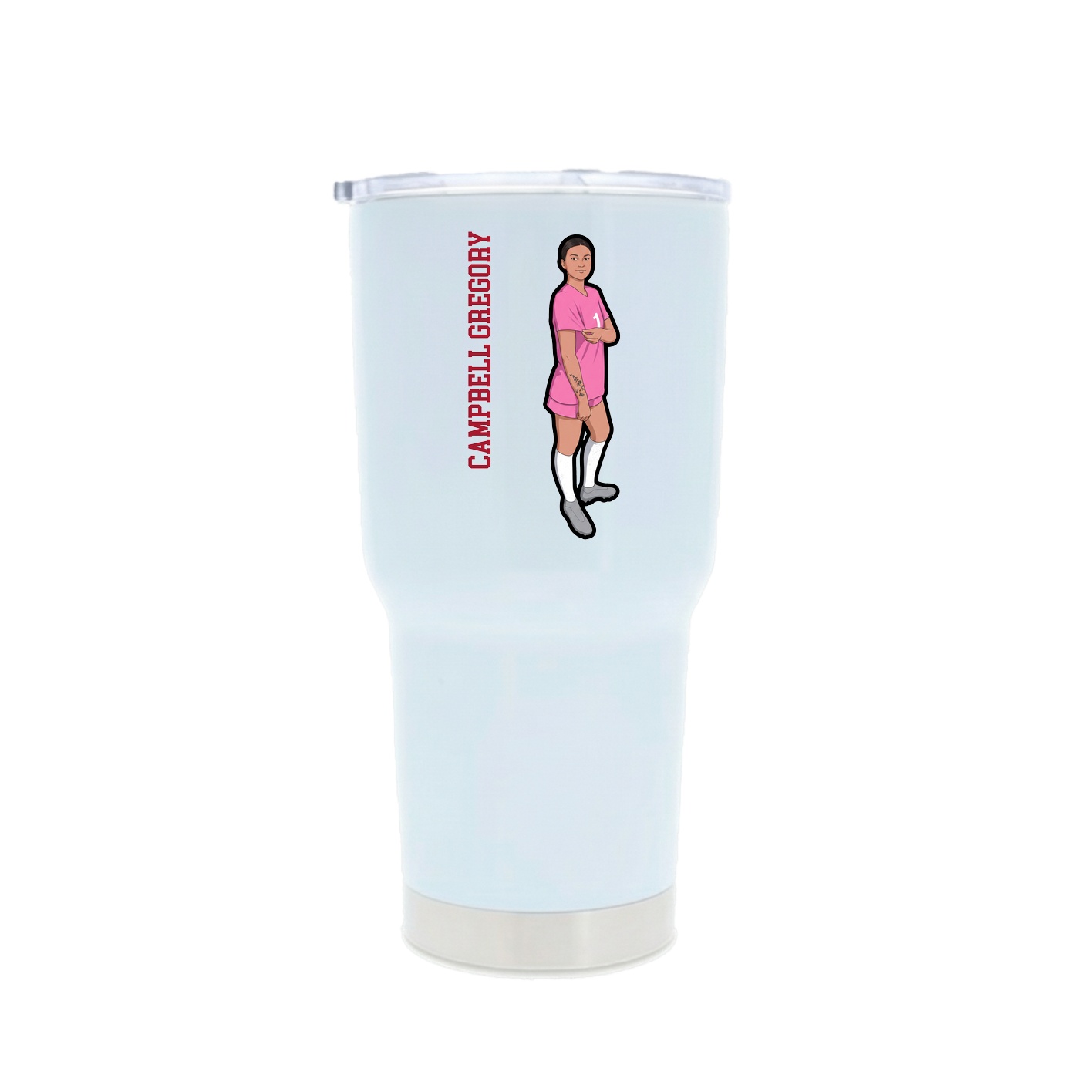30oz Stainless Steel Tumbler — Name Vertical in White