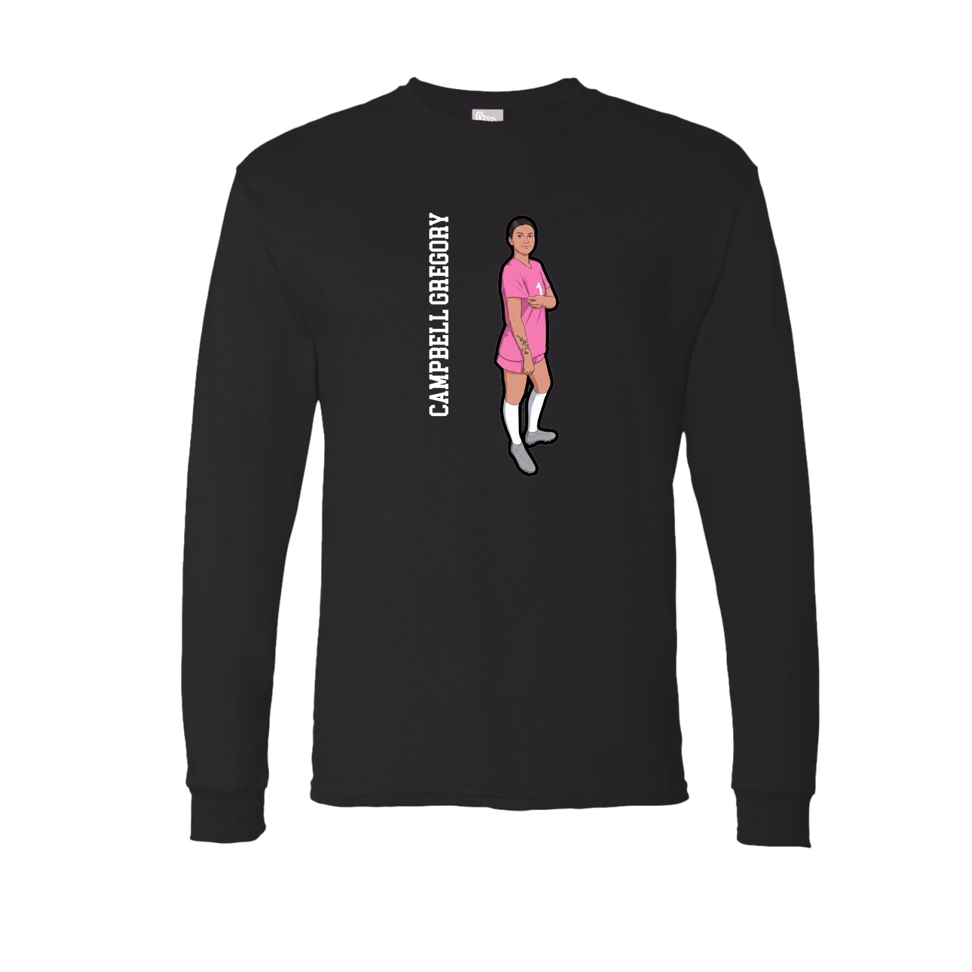 Long Sleeve Tee — Name Vertical in Black
