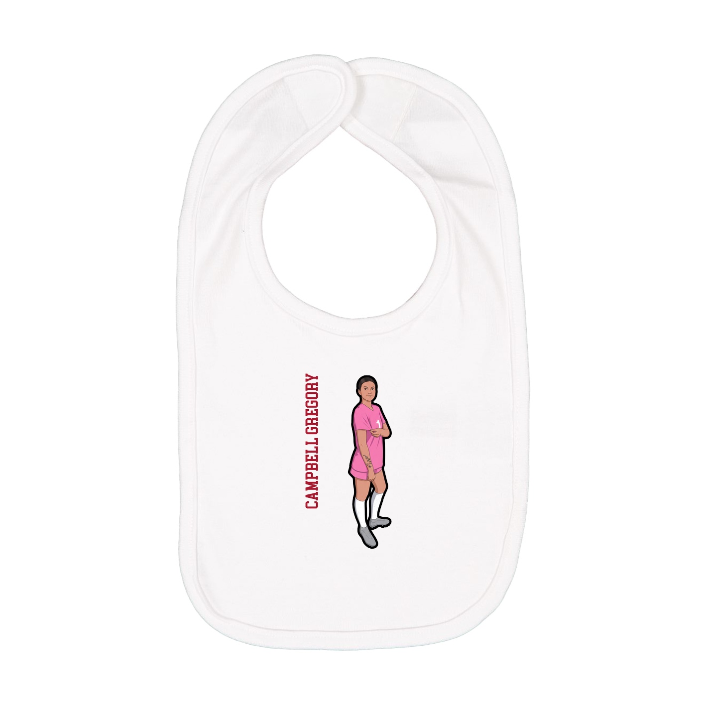 Infant Bib — Name Vertical in White